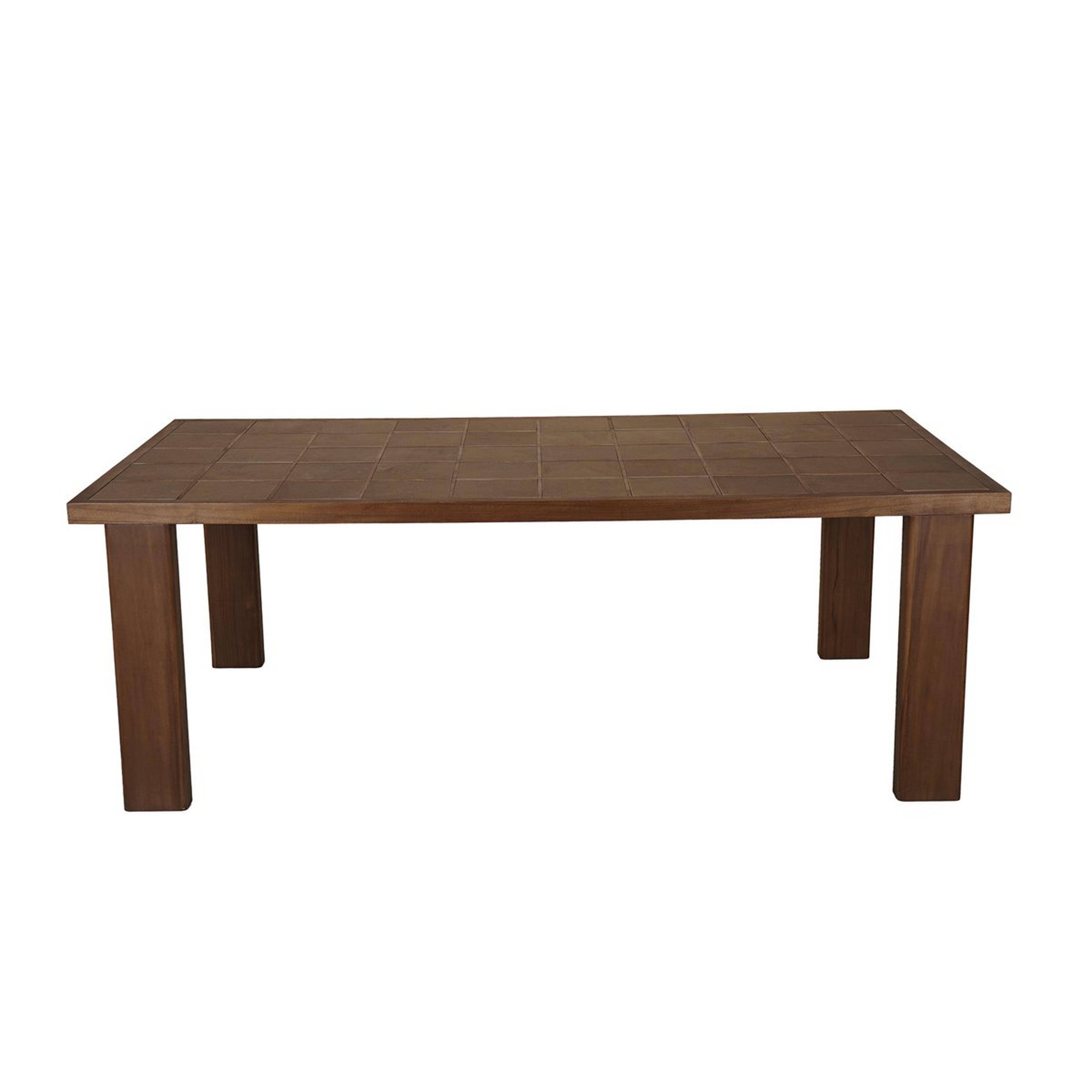 A Heureux Outdoor Dining Table with Brown / Gray Ceramic Tile color