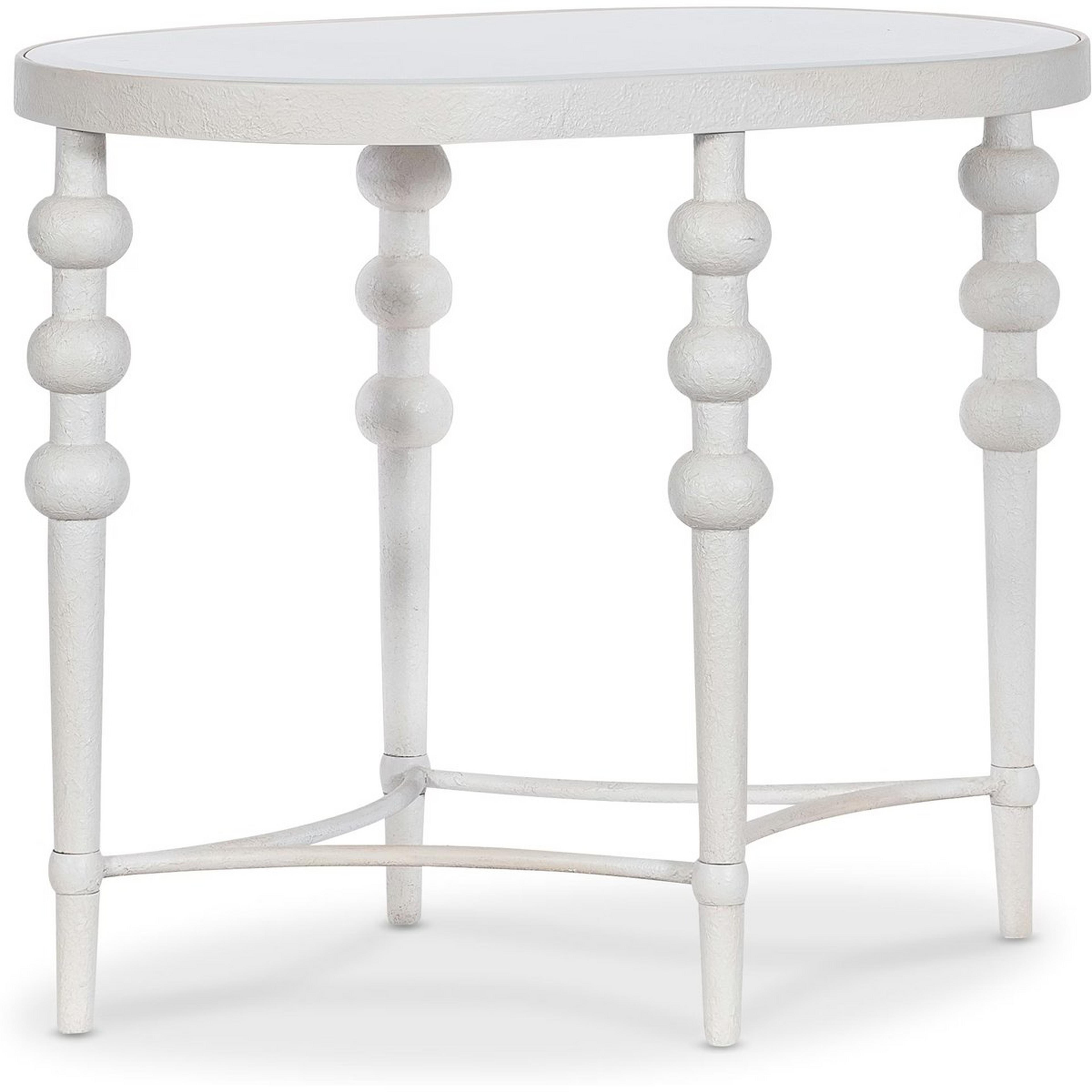 A Vogelsong Oval Side Table with Textured White / Clear Glass color