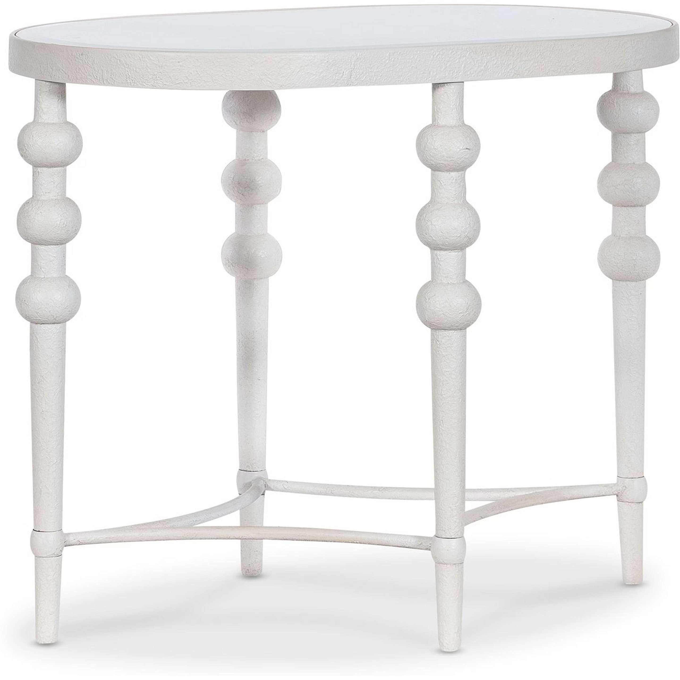 A Vogelsong Oval Side Table with Textured White / Clear Glass color