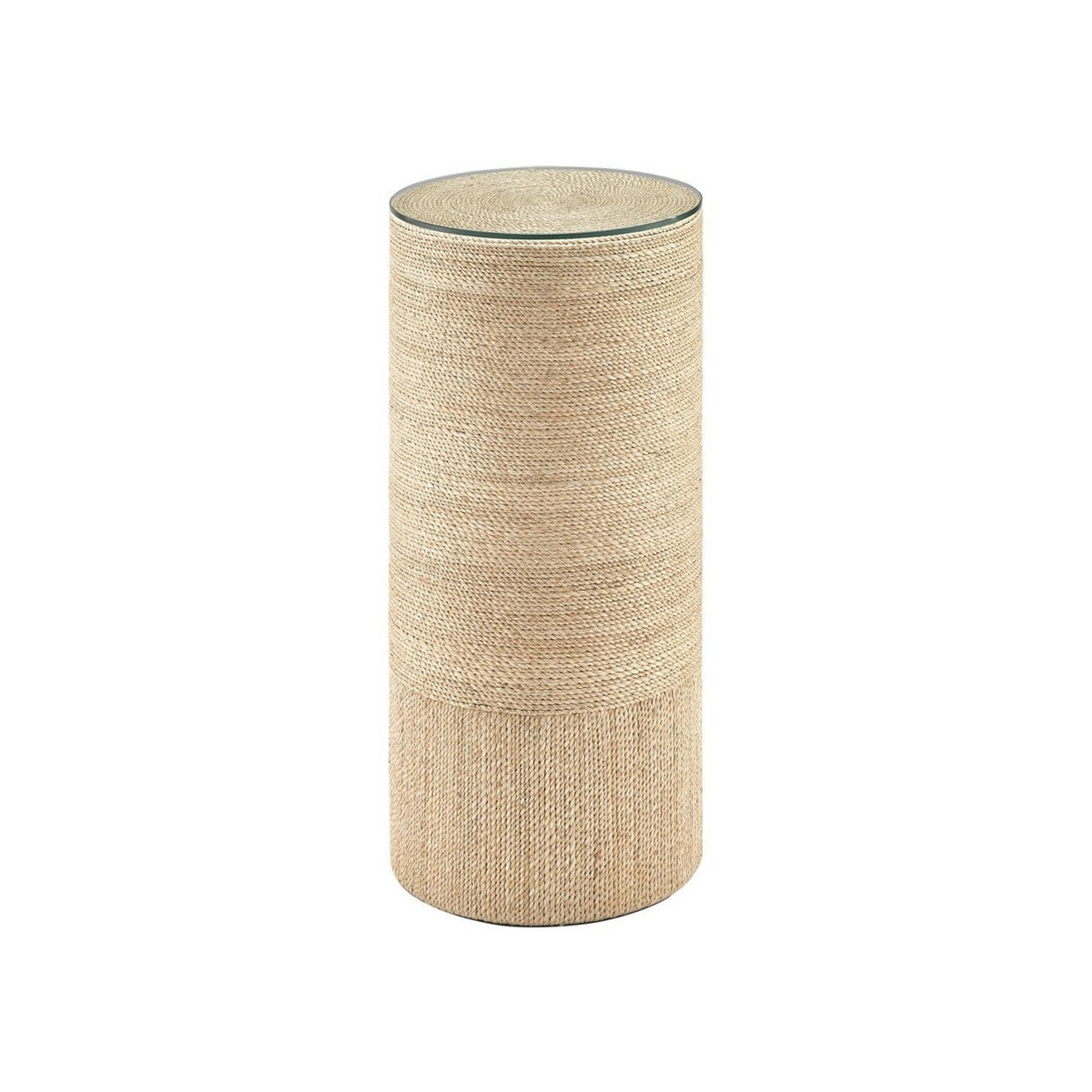 A Nepeta End Table with Abaca Rope / Glass / Wood color