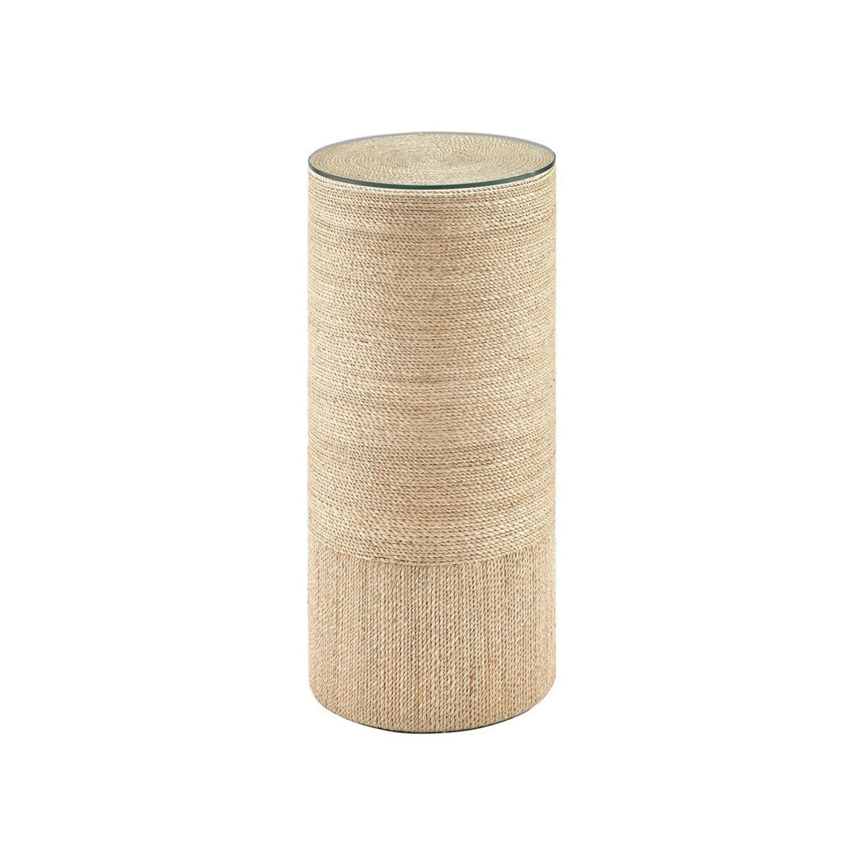 A Nepeta End Table with Abaca Rope / Glass / Wood color