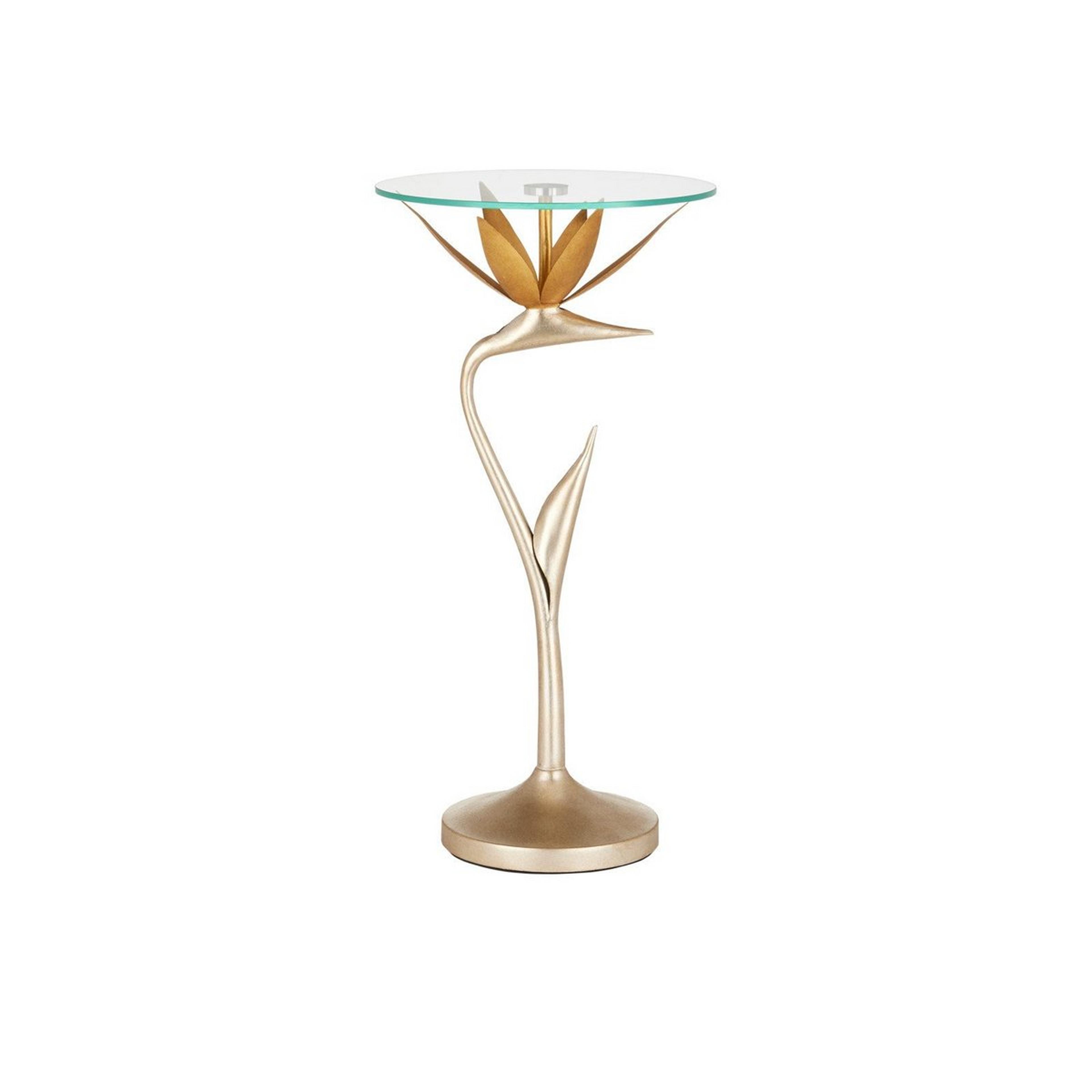 A Vuelo End Table with Silver Leaf / Gold Leaf / Glass color