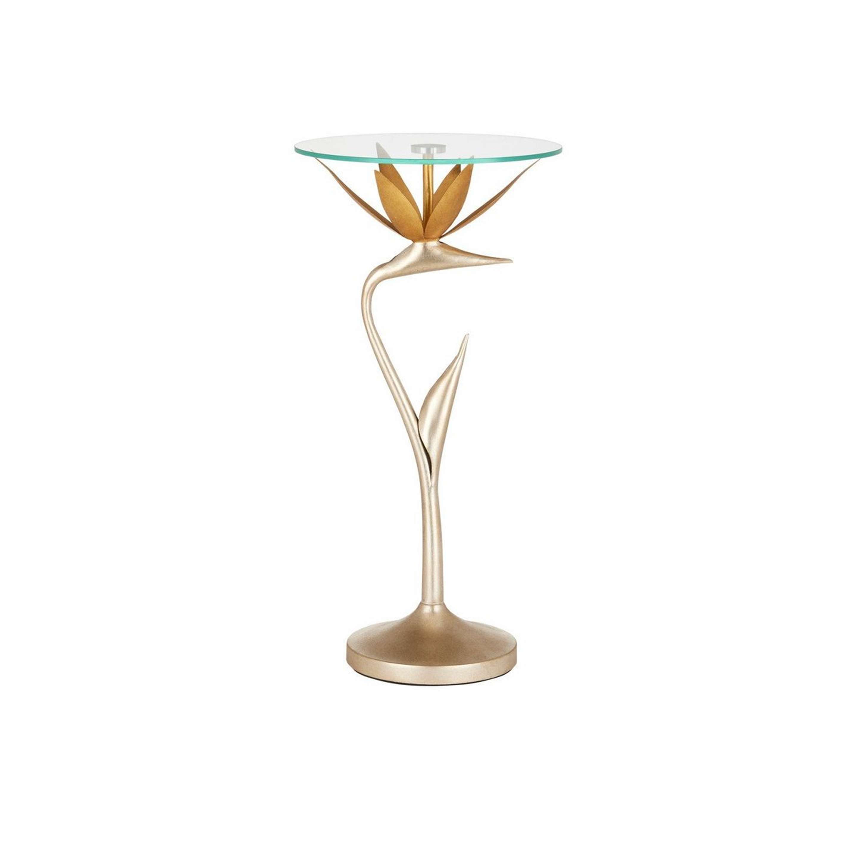 A Vuelo End Table with Silver Leaf / Gold Leaf / Glass color