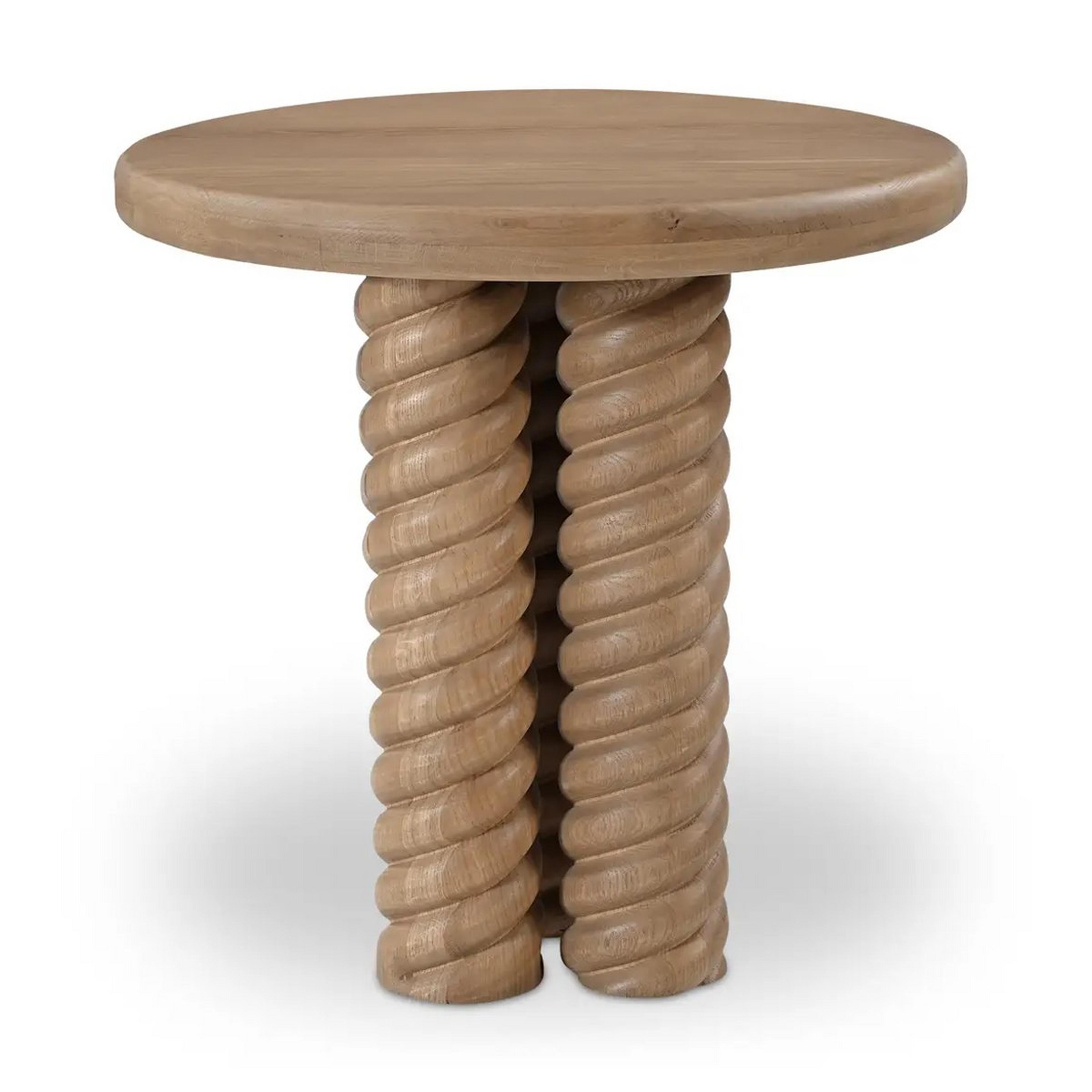 A Caduceus Side Table with Oak color