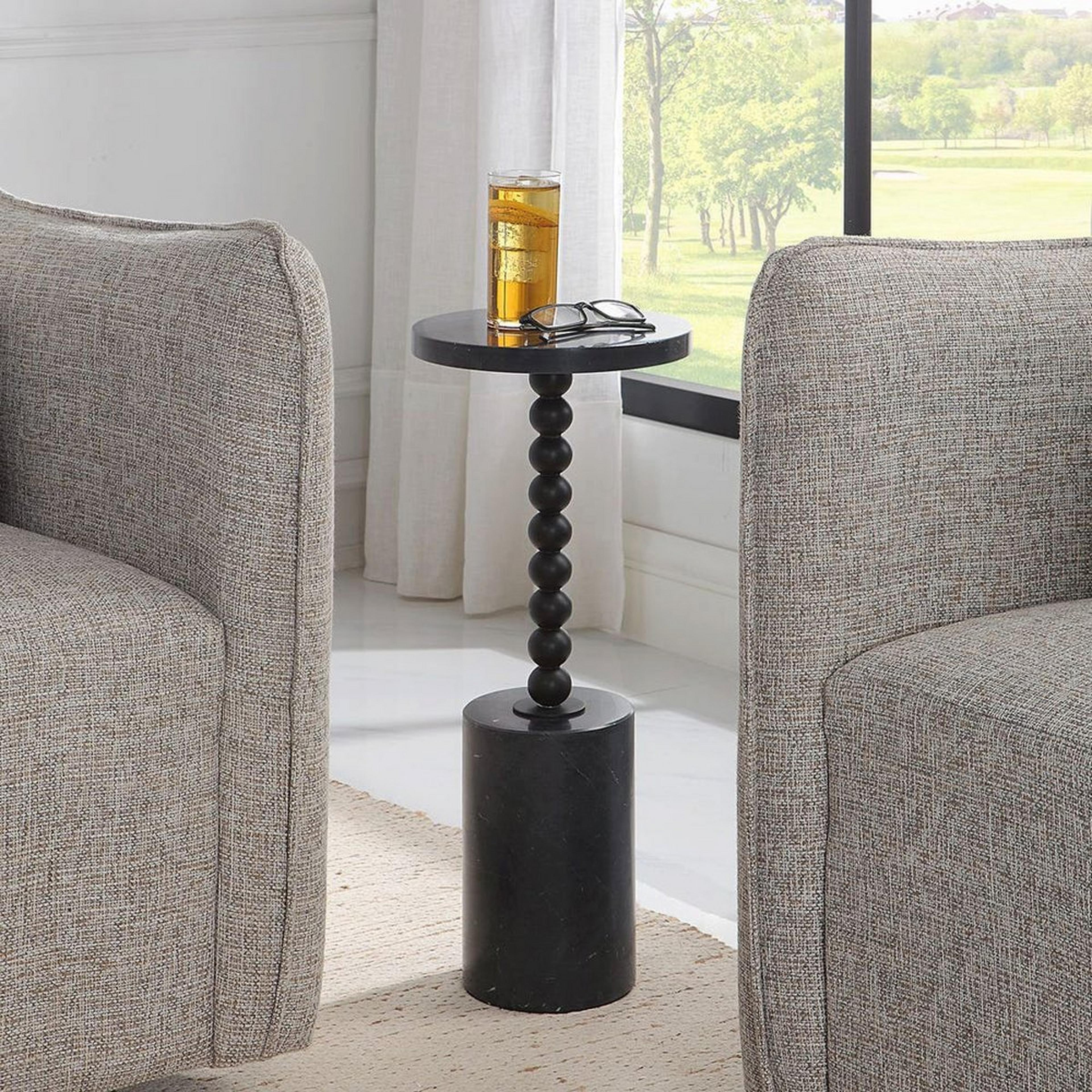 A Engracia End Table with Black Marble color