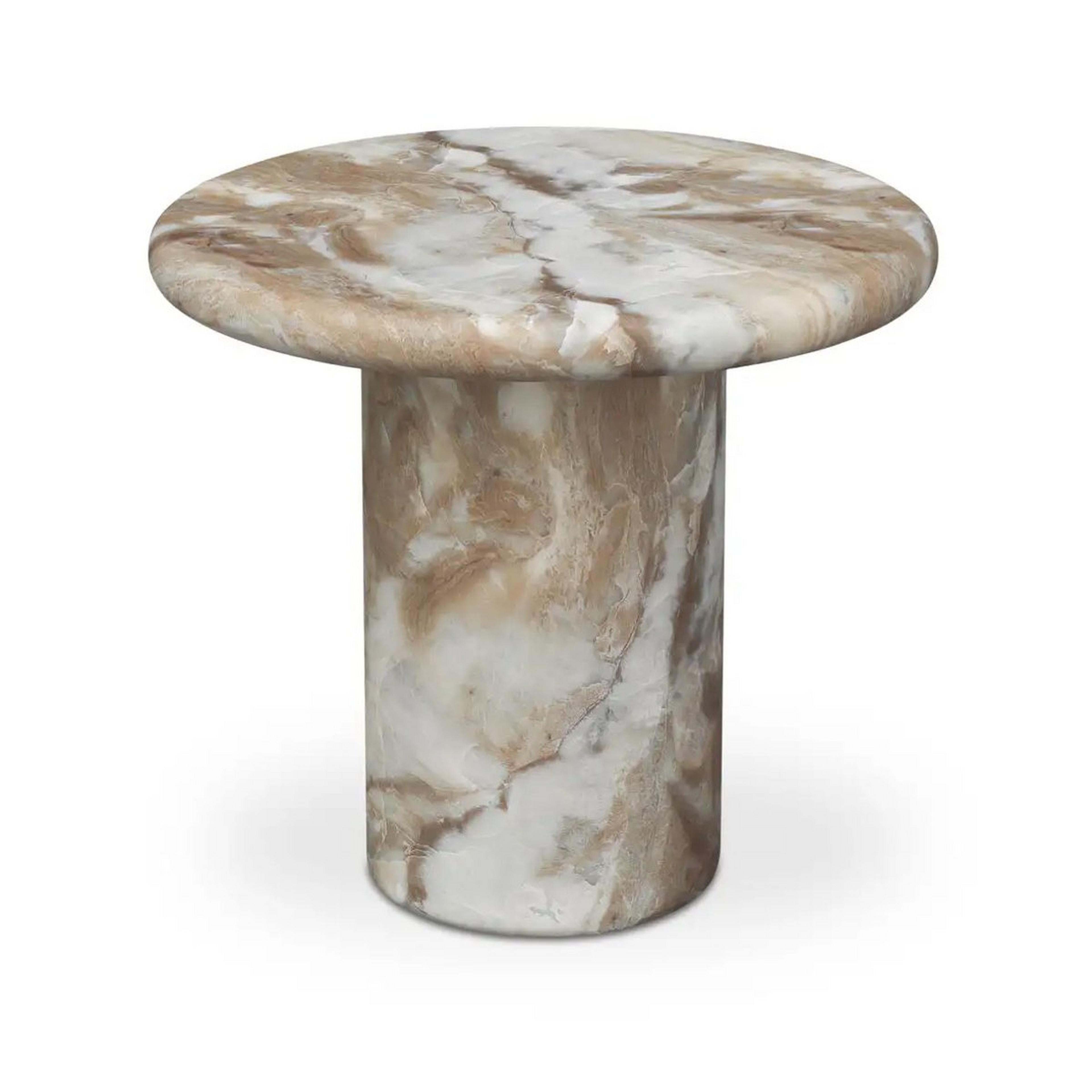 A Galatea Outdoor Side Table with Brown Swirl Concrete color