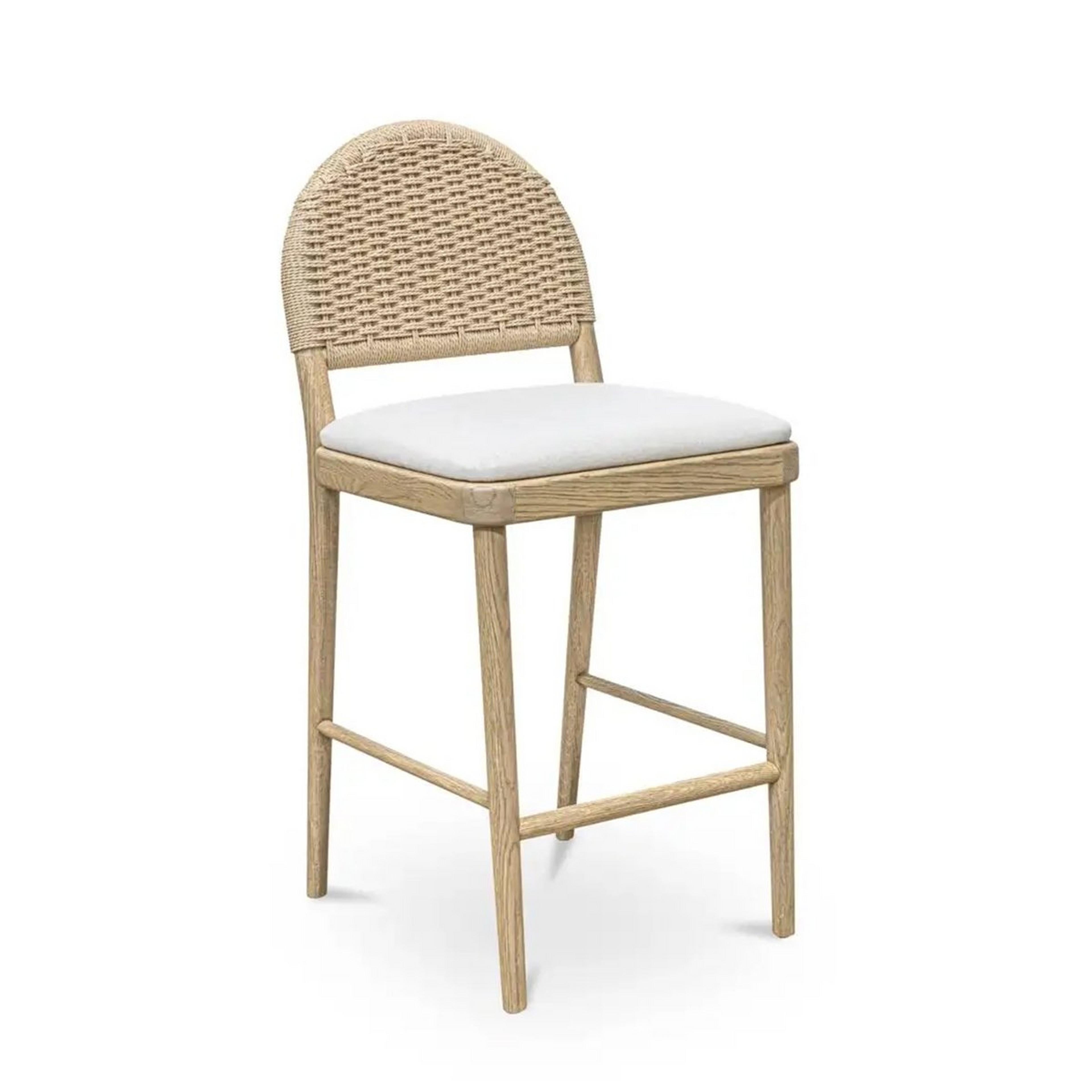 A Eleos Counter Stool with Oak / Natural Paper Cord / Beige color