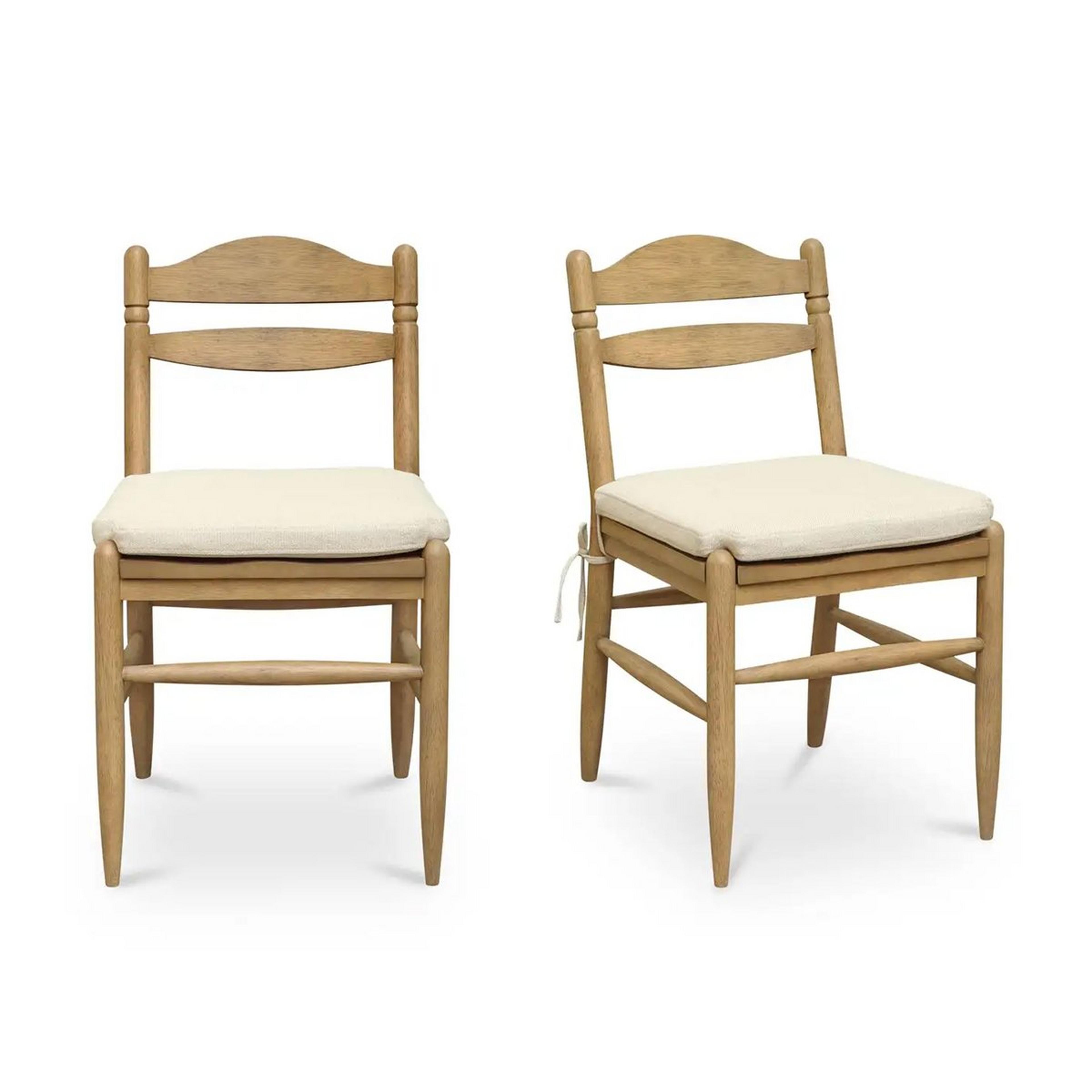 A Brizo Dining Chair - Set of 2 with Natural Wood / Ivory color