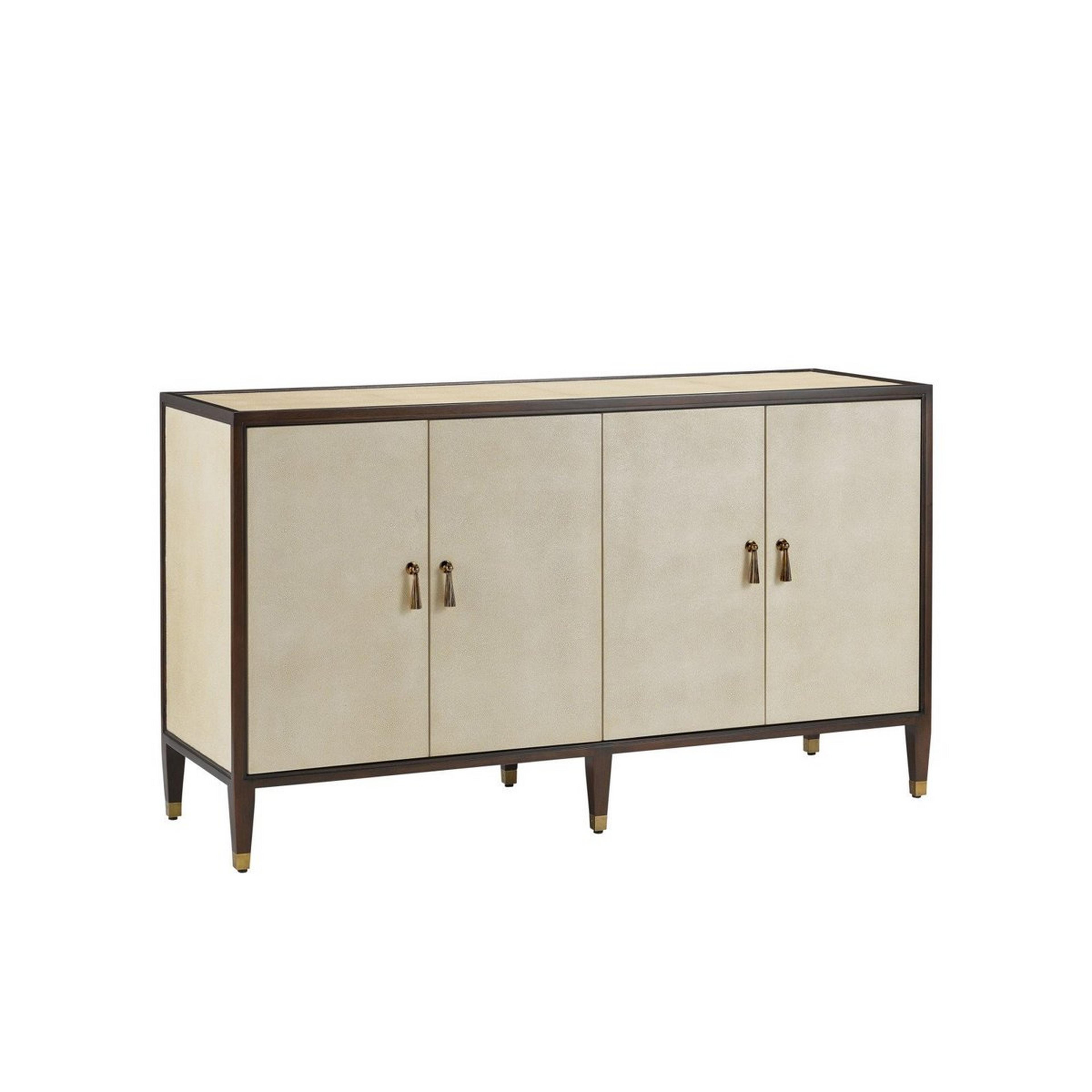 A Merveilles Buffet with Ivory Faux Shagreen / Dark Walnut / Brass color