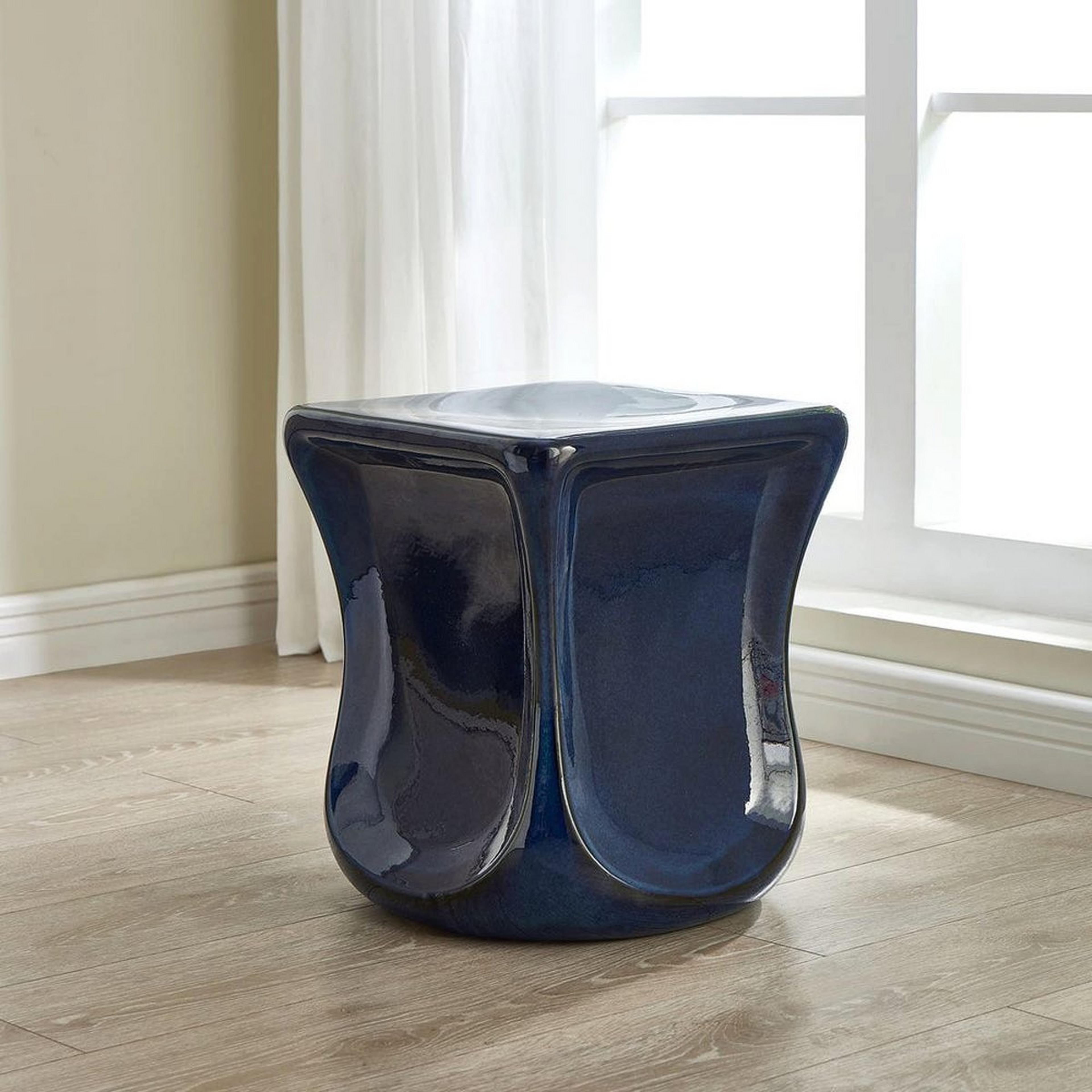 A Lunes Indoor / Outdoor Stool with Blue Glaze color