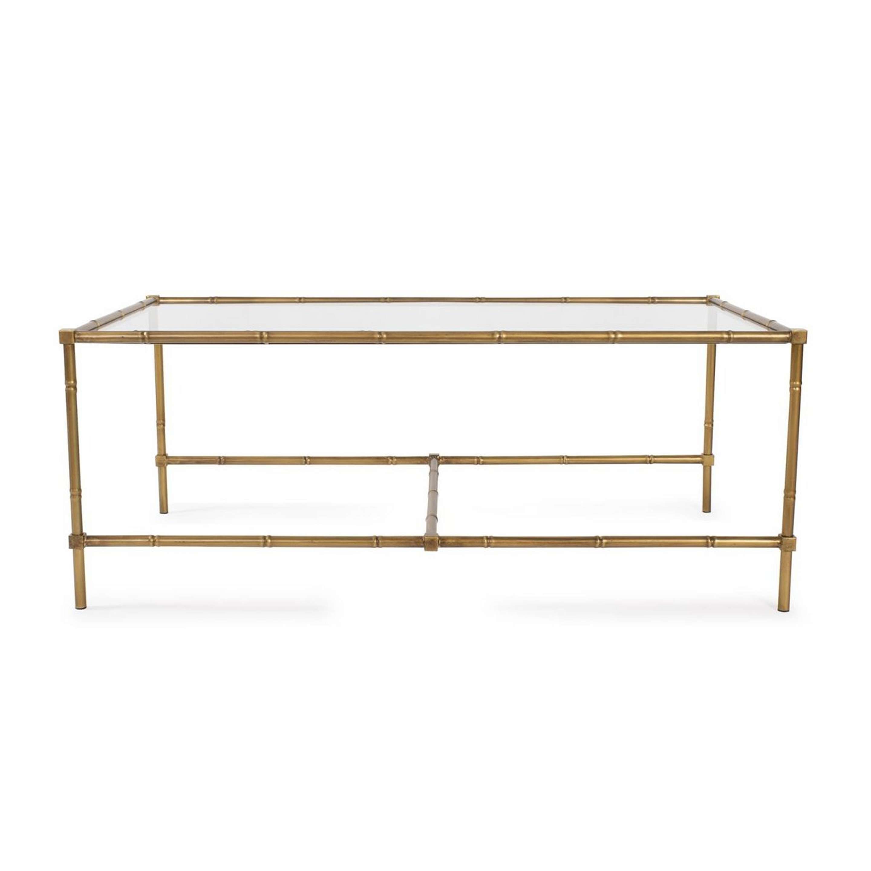 A Mahajanga Coffee Table with Aged Gold / Clear Glass color