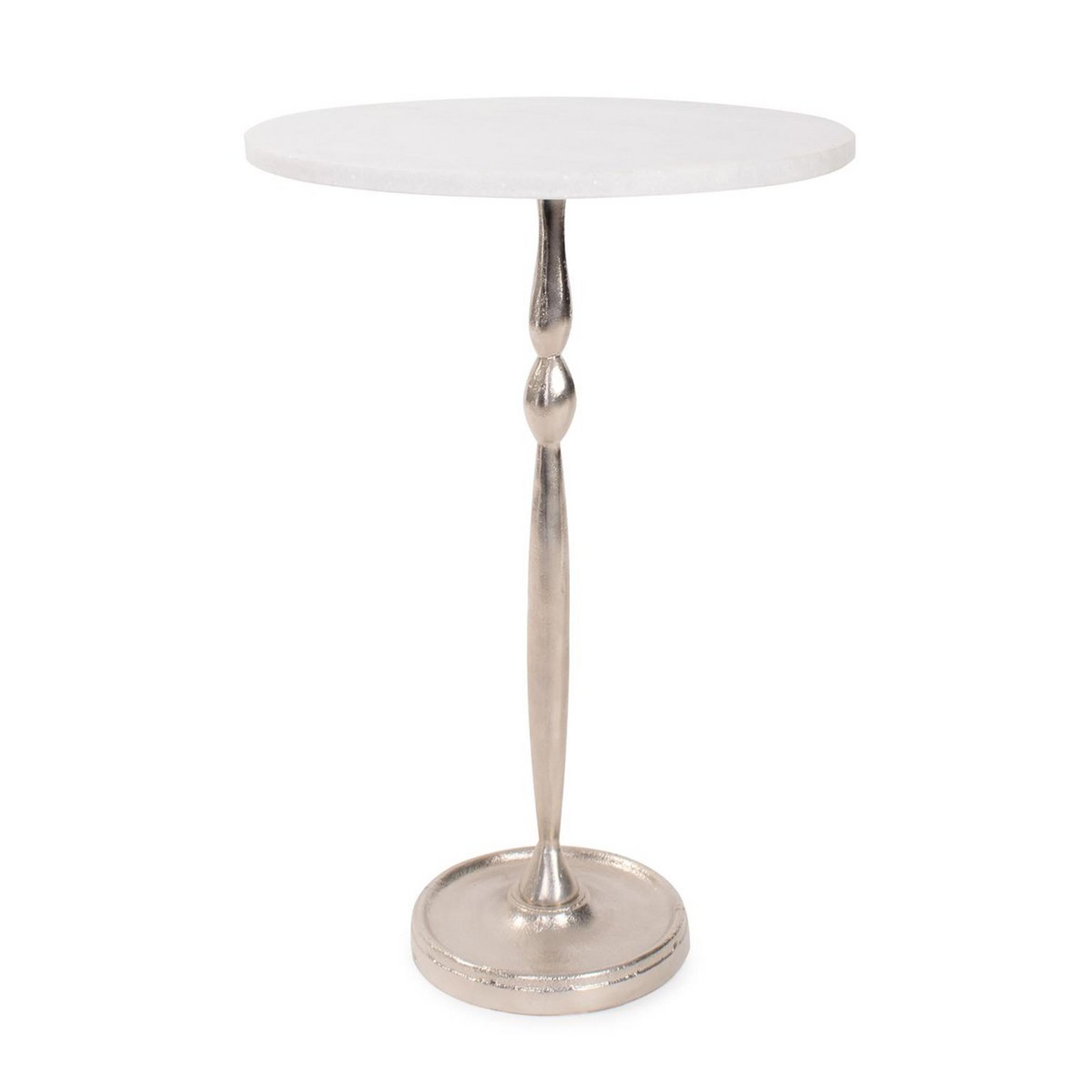 A Lujayn End Table with Silver / White Marble color