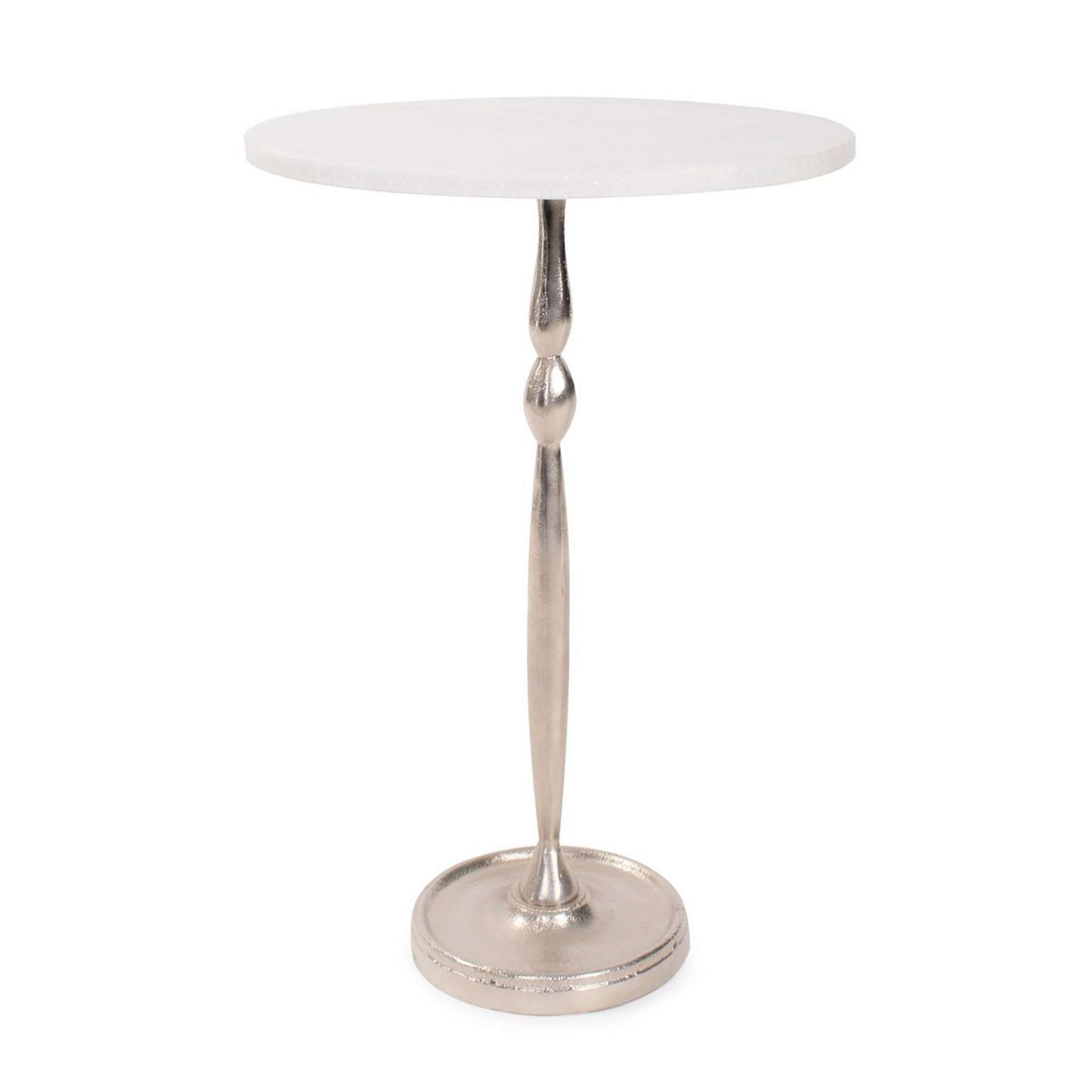 A Lujayn End Table with Silver / White Marble color