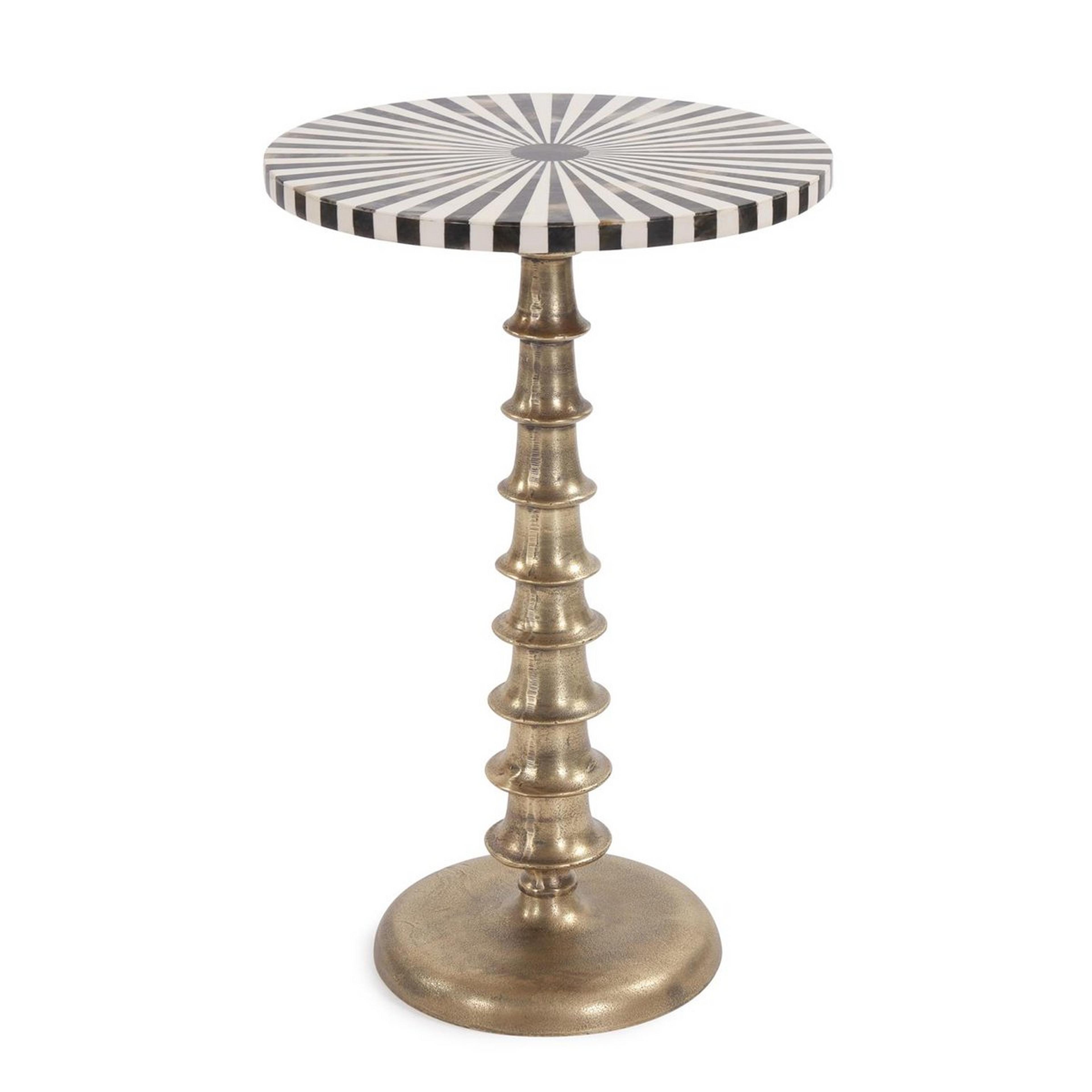 A Big Top End Table with Antique Brass / Black Bone Inlay / White Bone Inlay color