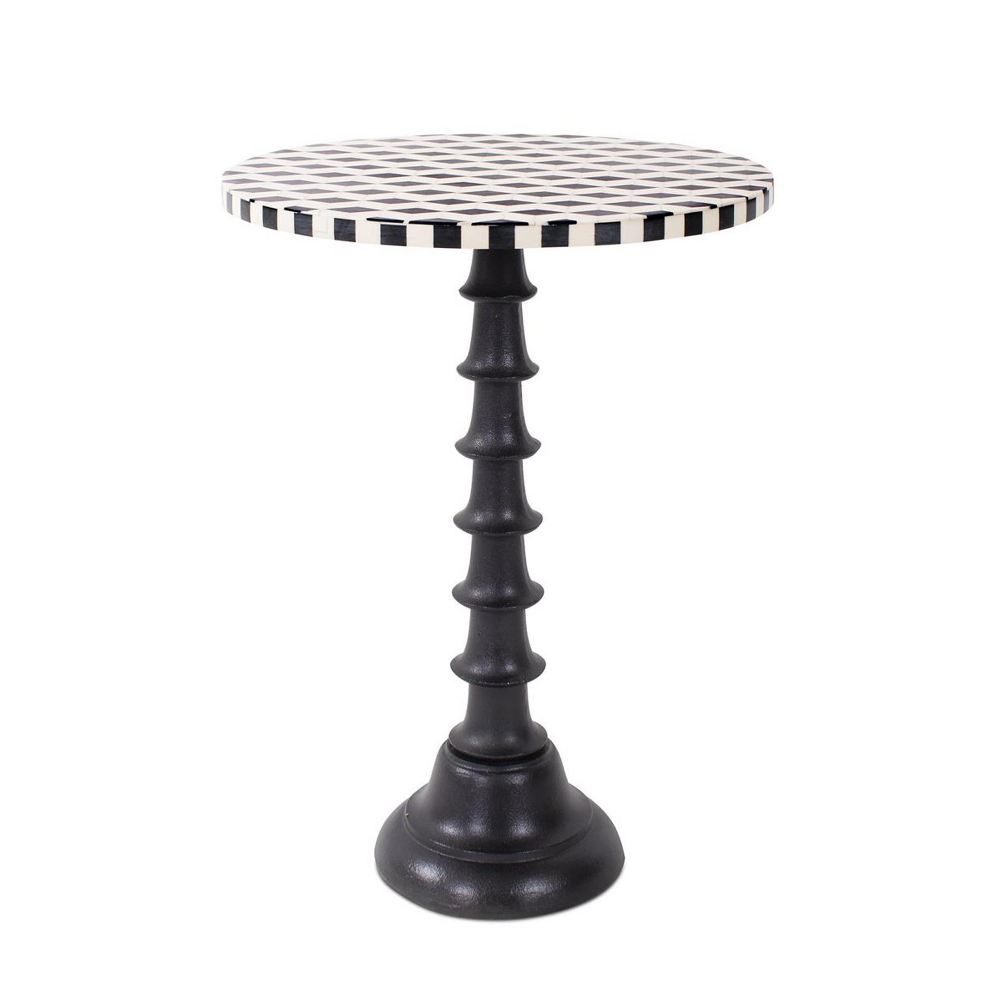 A Visentini End Table with Black / Bone Inlay color