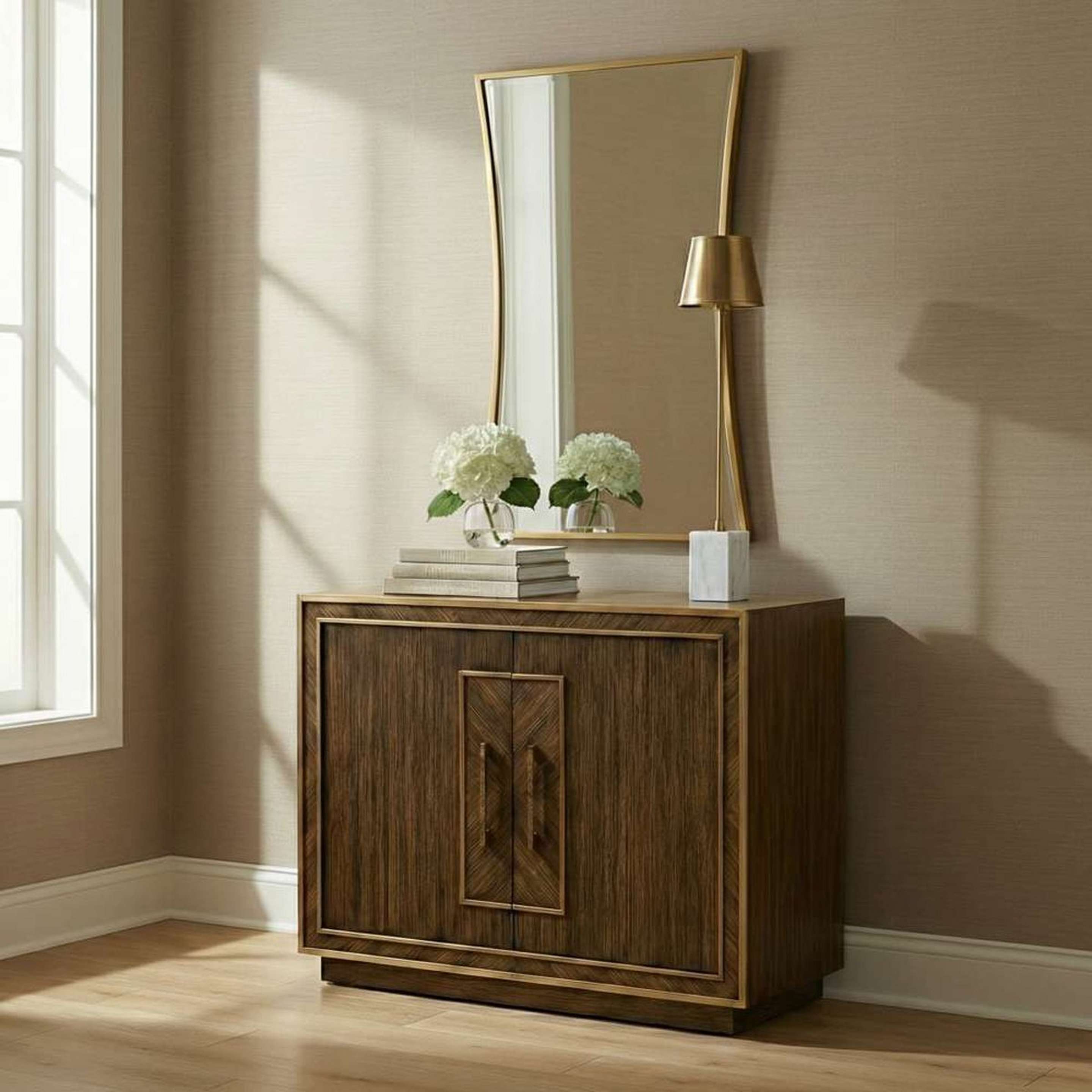 A Faunus Sideboard with Dark Wood / Gold color