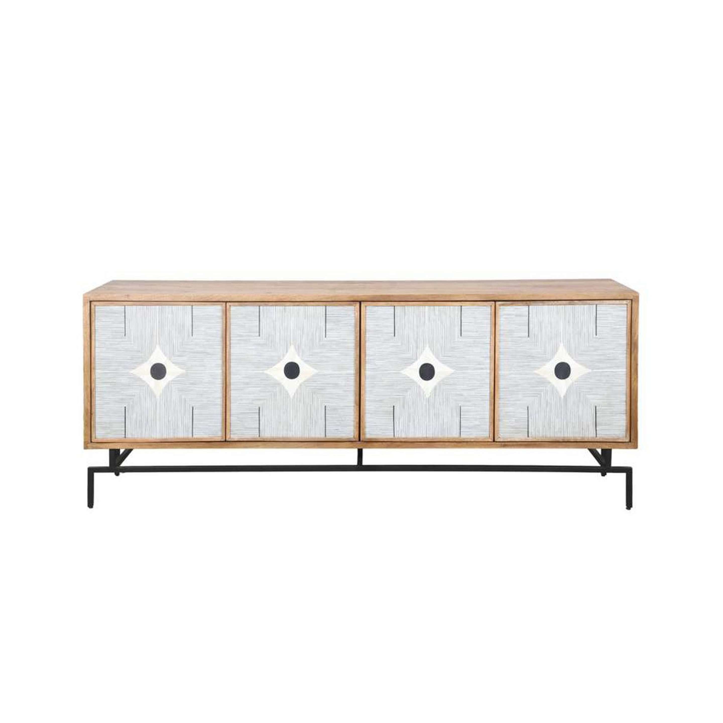 A Amika Sideboard with Ivory White / Light Wood / Black color
