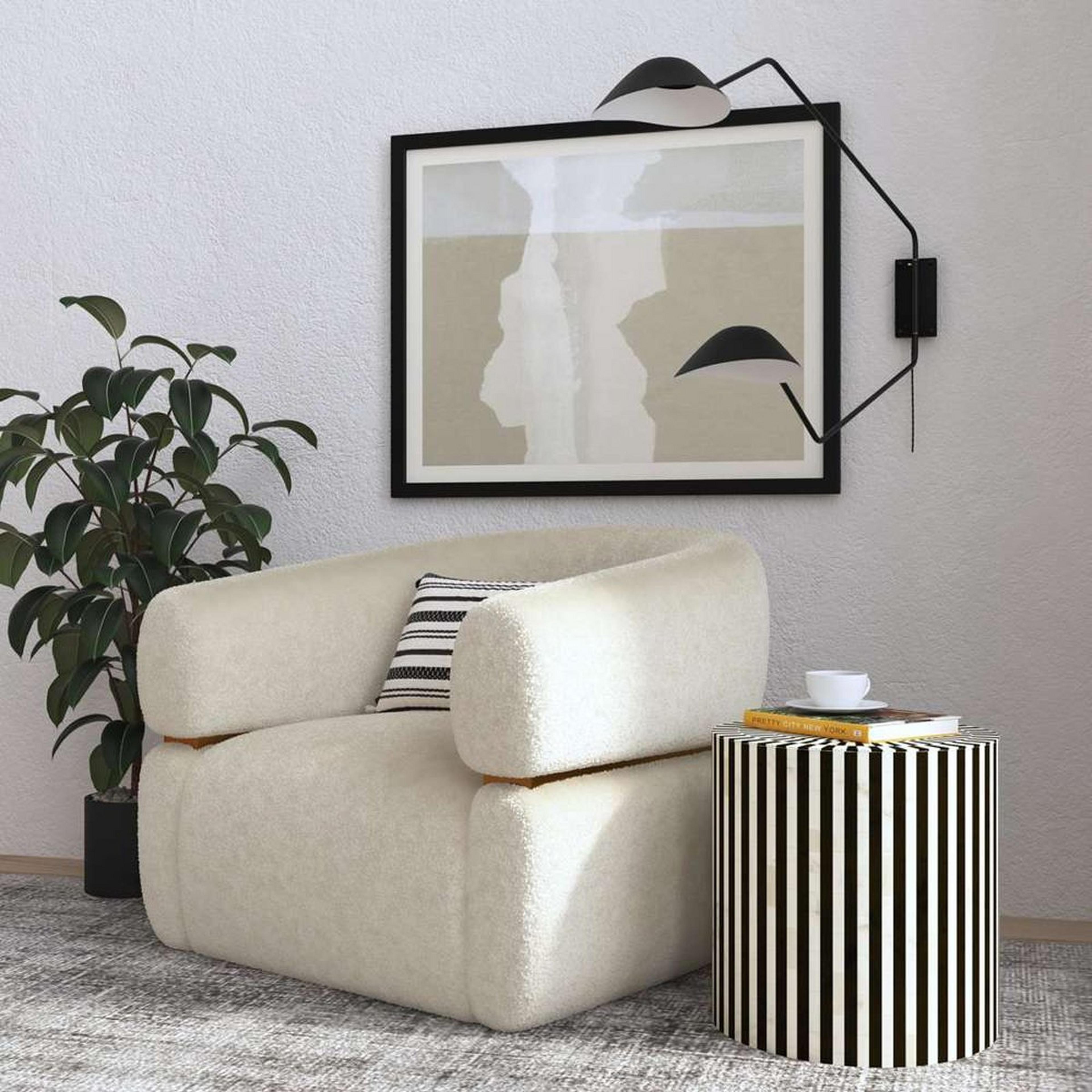 A Zain End Table with Black / White Bone color