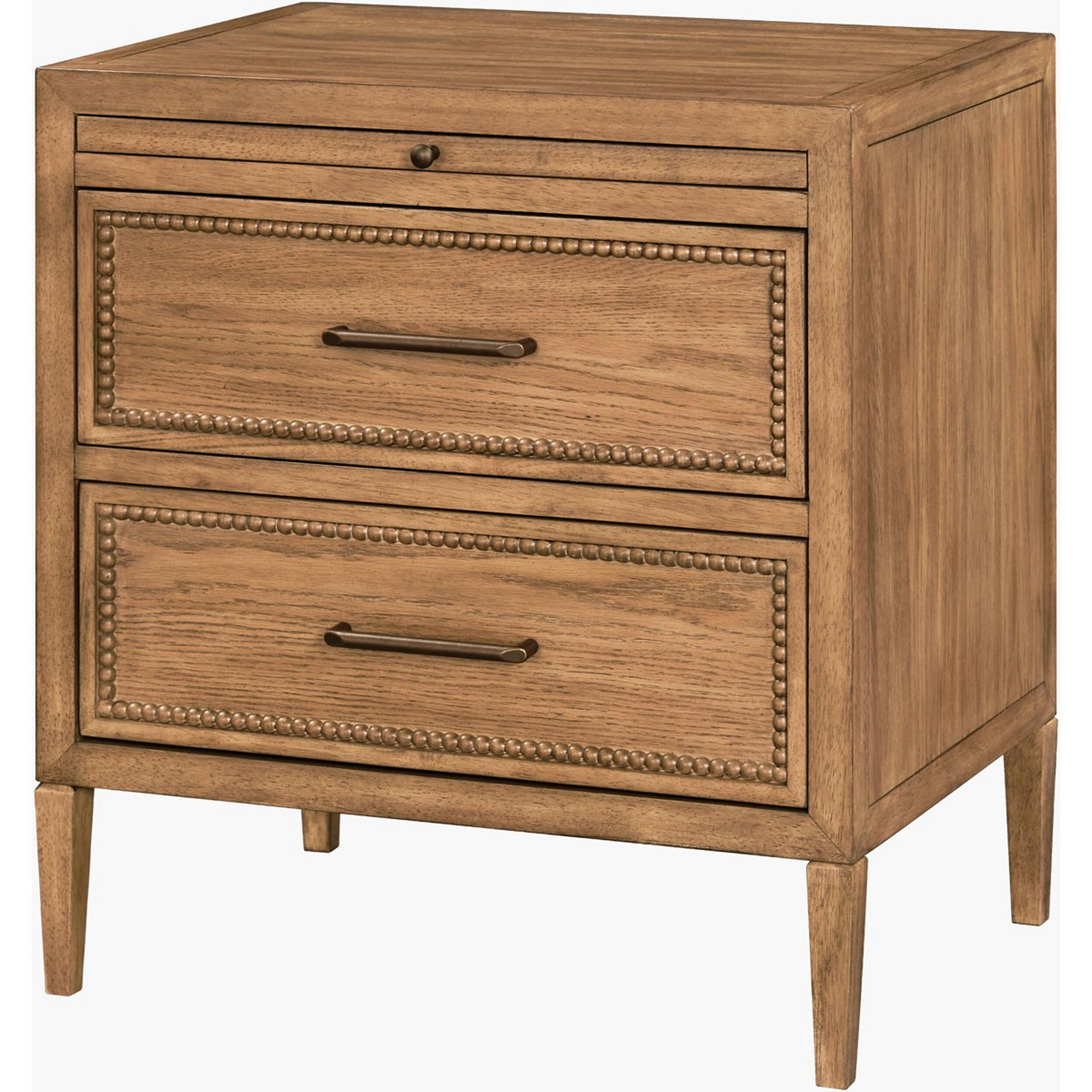 A Herenica Accent Chest with Oak Veneer color