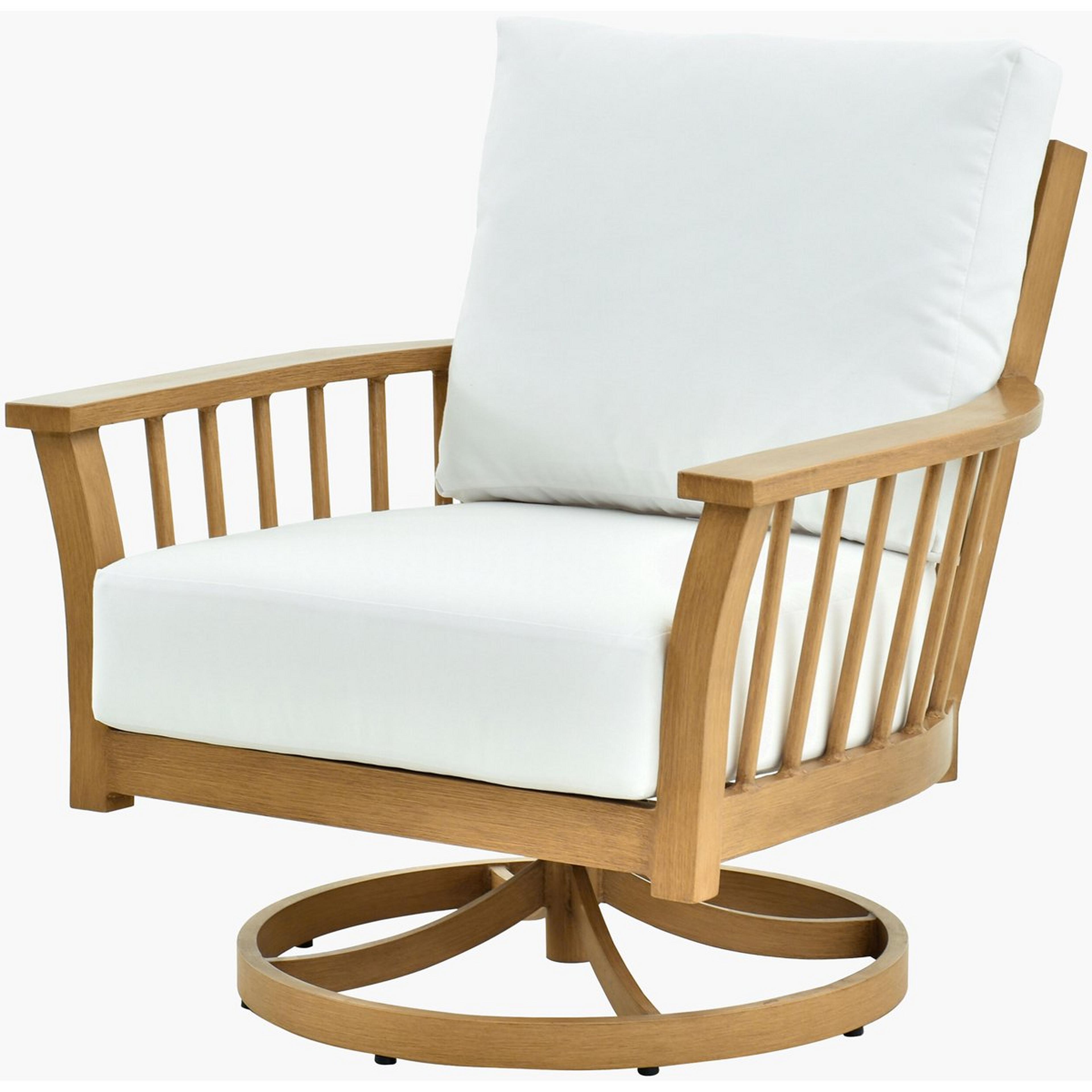 A Colington Outdoor Swivel Chair with Hand-Painted Natural Tones / White color