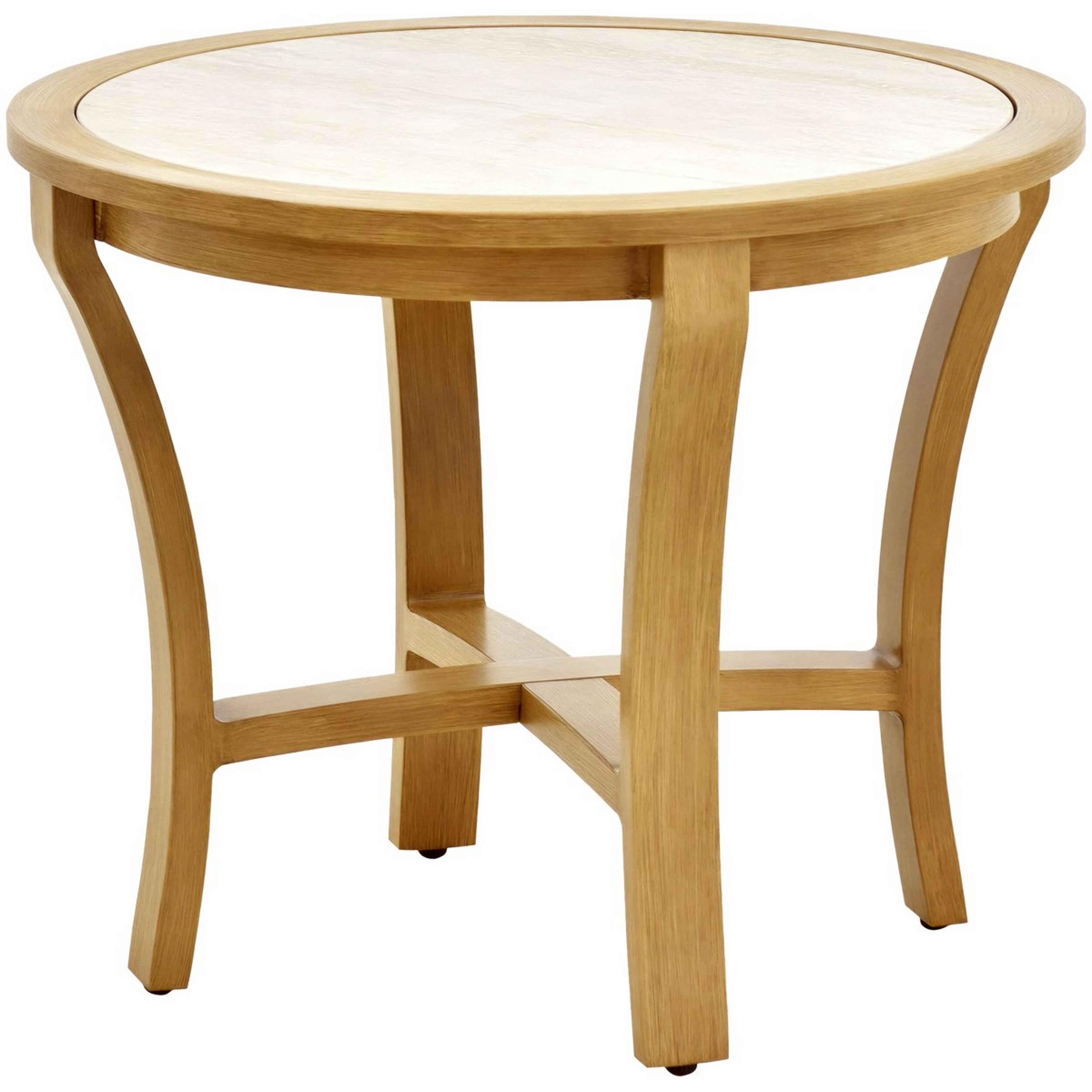 A Colington Outdoor End Table with Hand-Painted Natural Tones / Beige Stone color