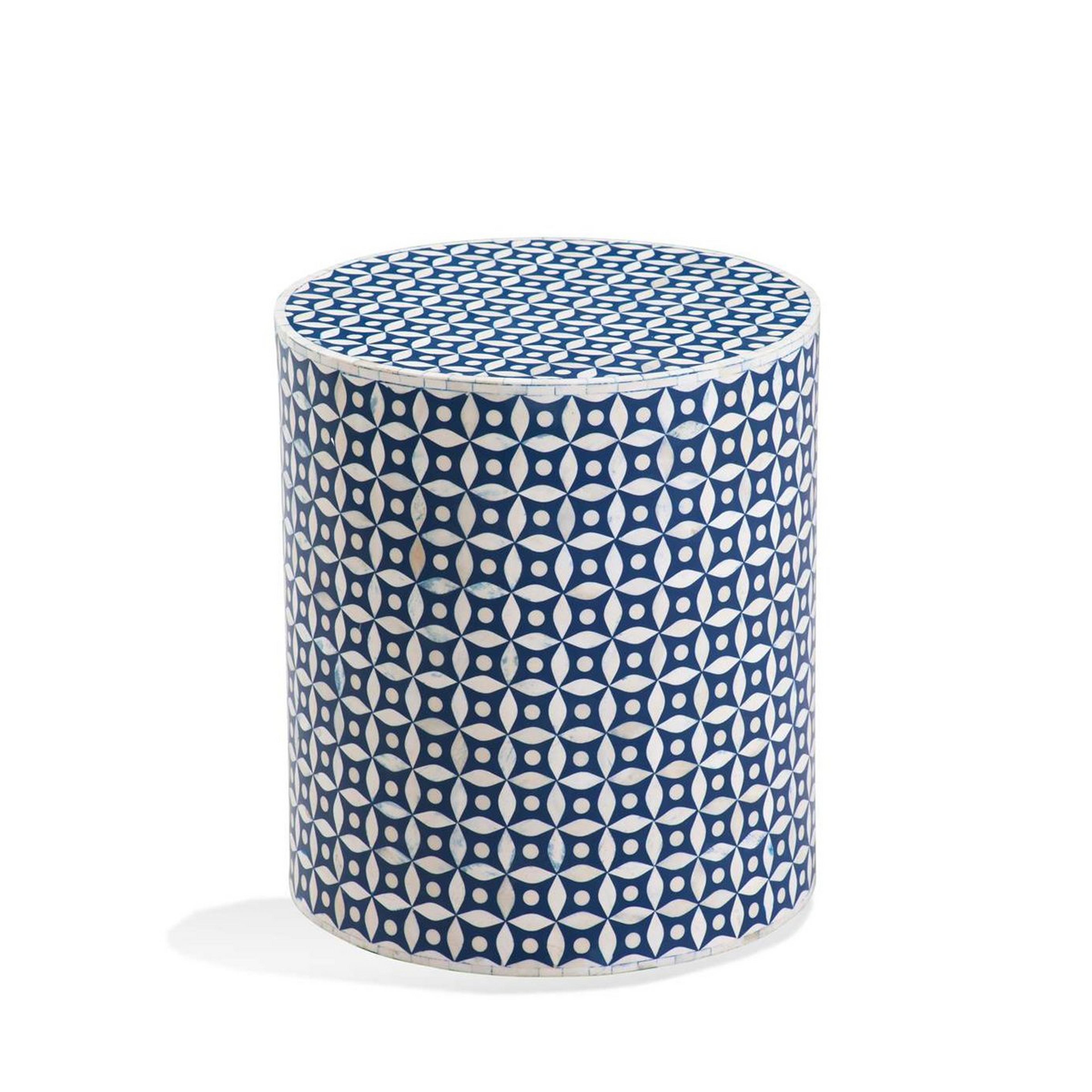 A Montauban End Table with Blue / Ivory White color