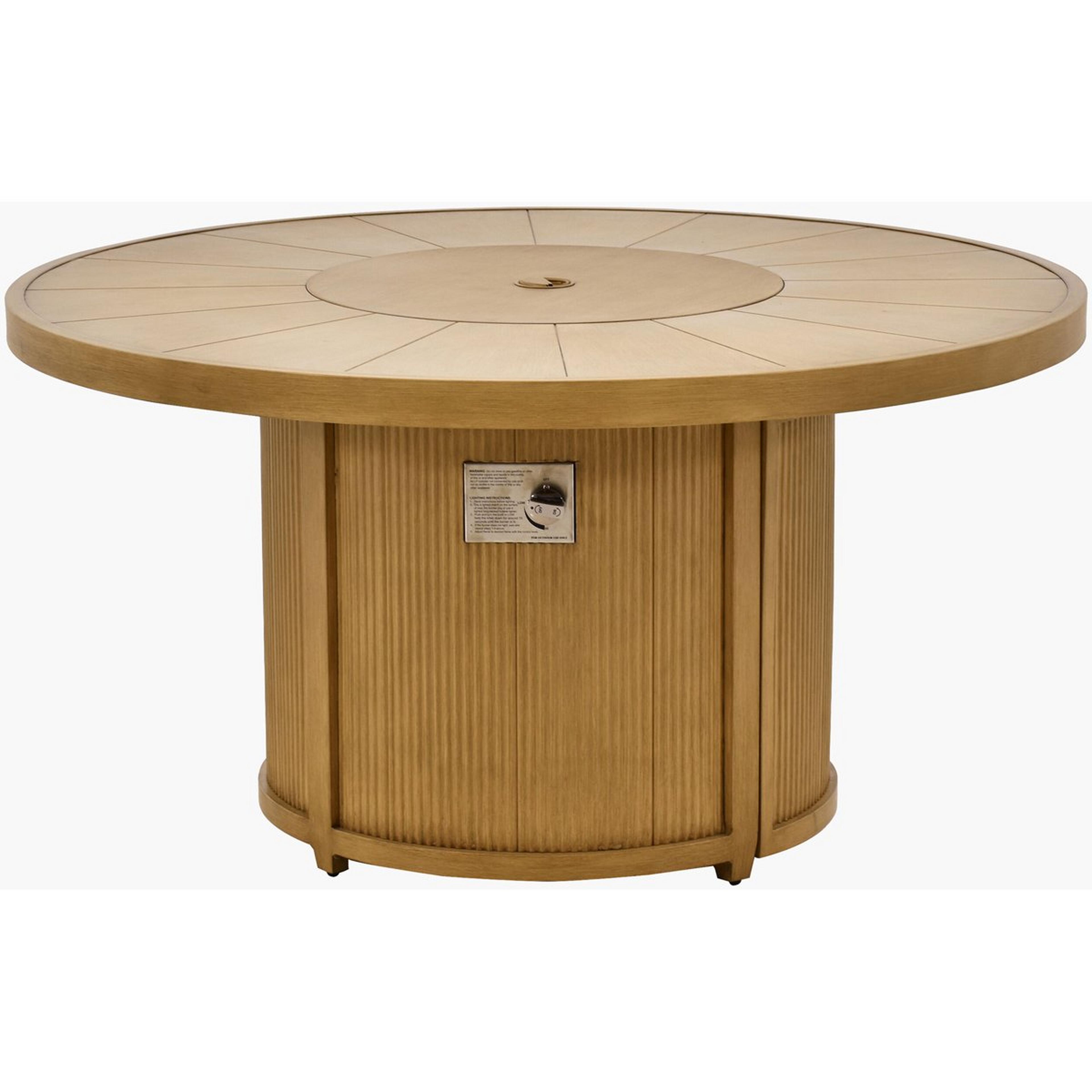 A Colington Outdoor Fire Table with Hand-Painted Natural Tones / Clear Glass color