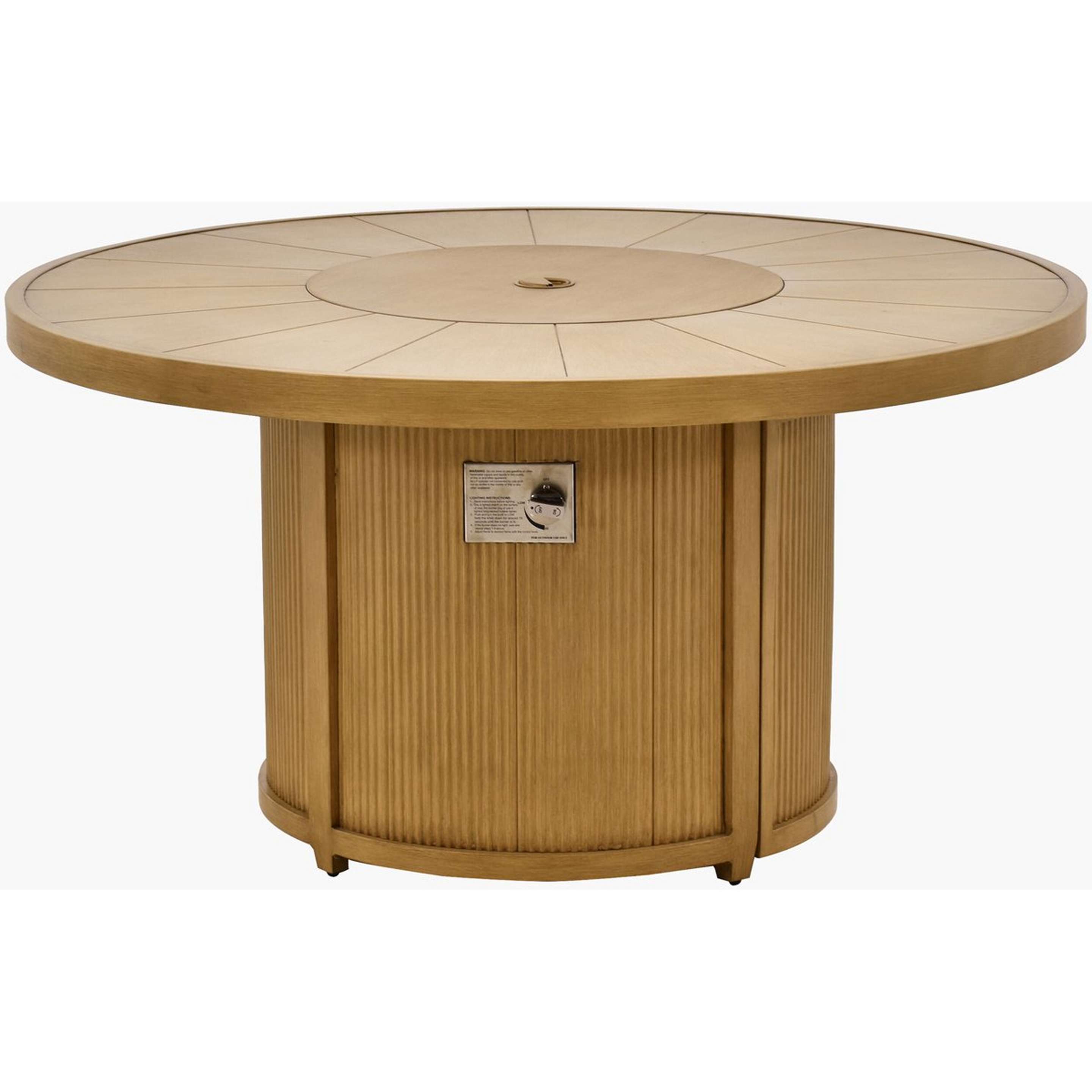 A Colington Outdoor Fire Table with Hand-Painted Natural Tones / Clear Glass color