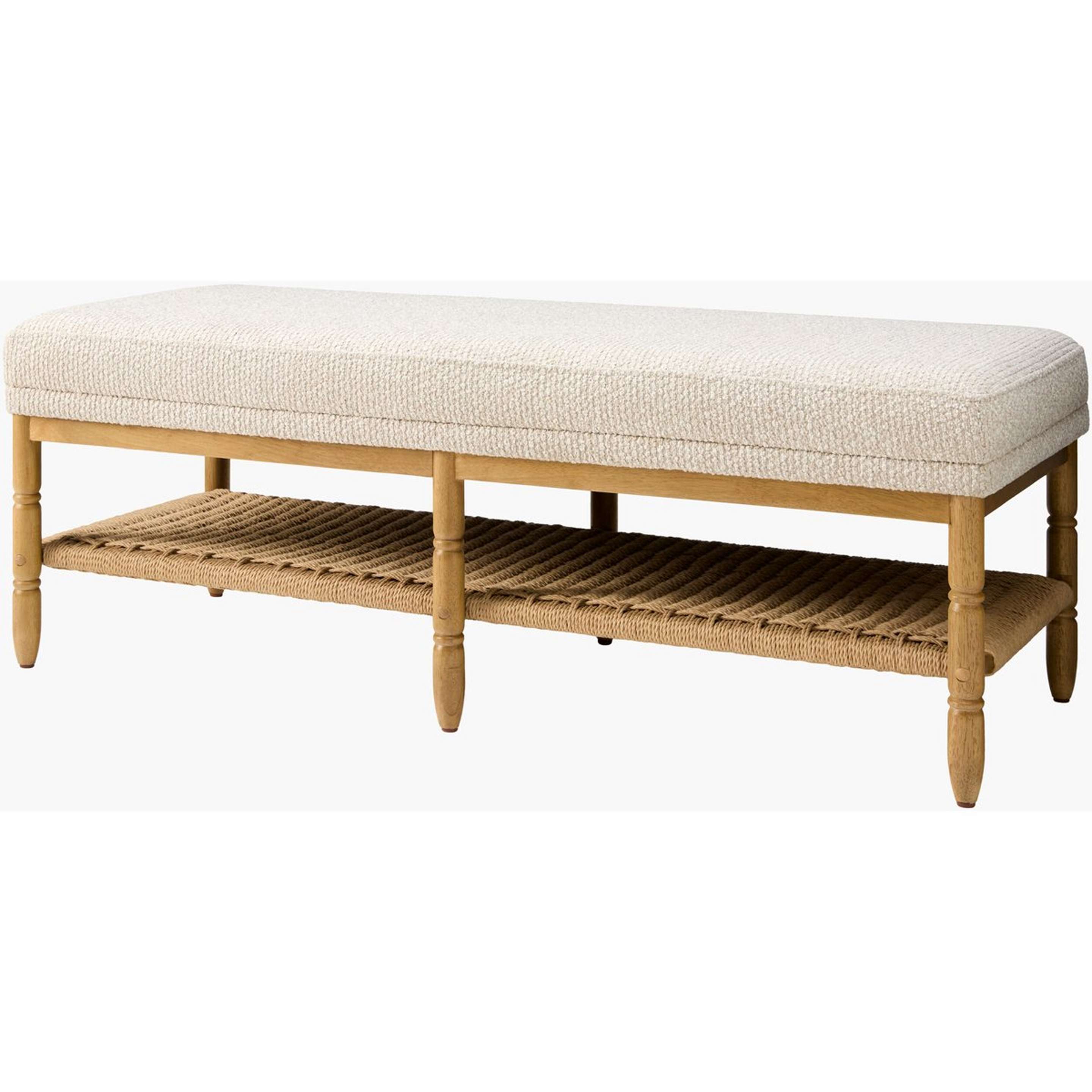 A Yallahs Bench with Light Beige / Wood color