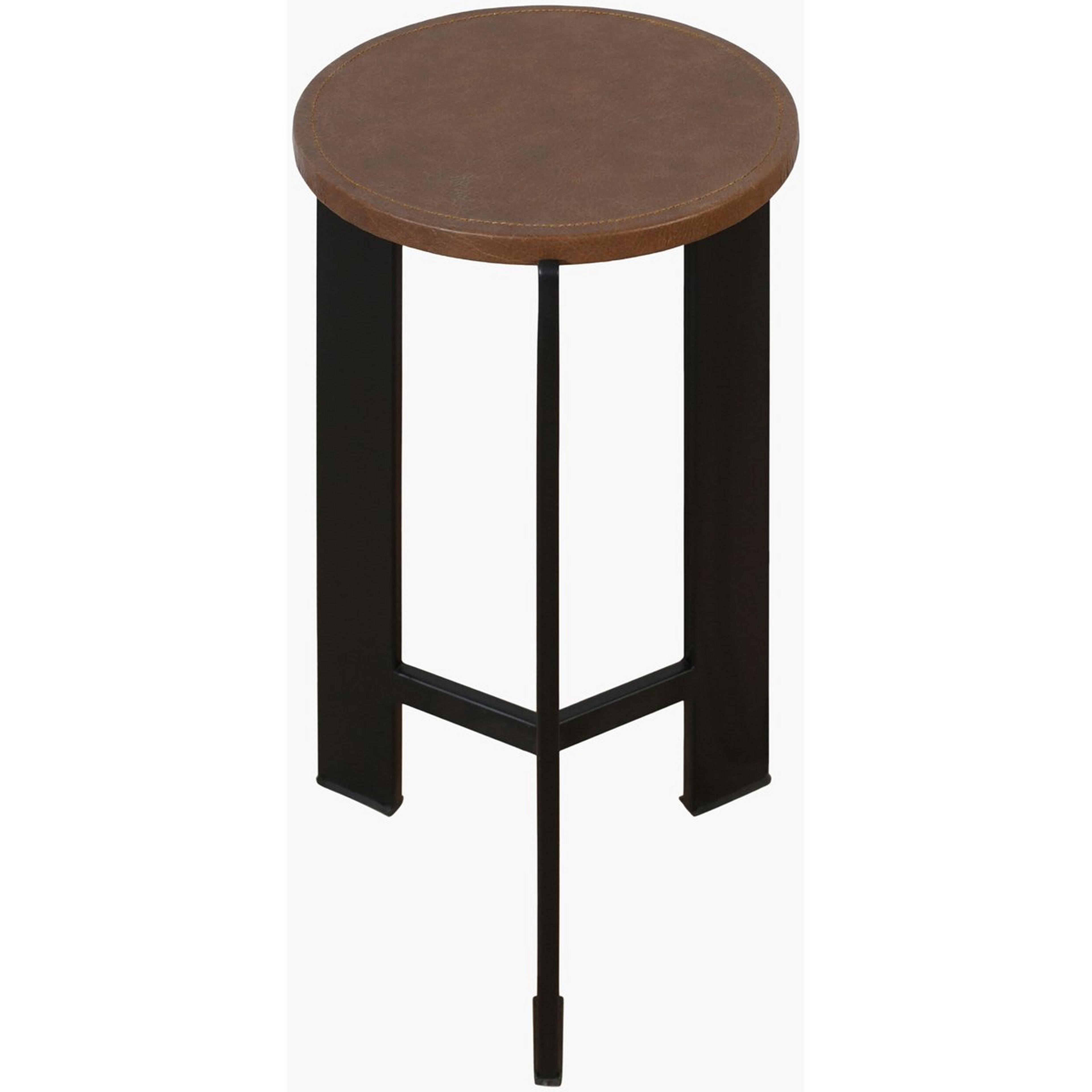 A Thiago End Table - Leather with Brown Leather / Black color