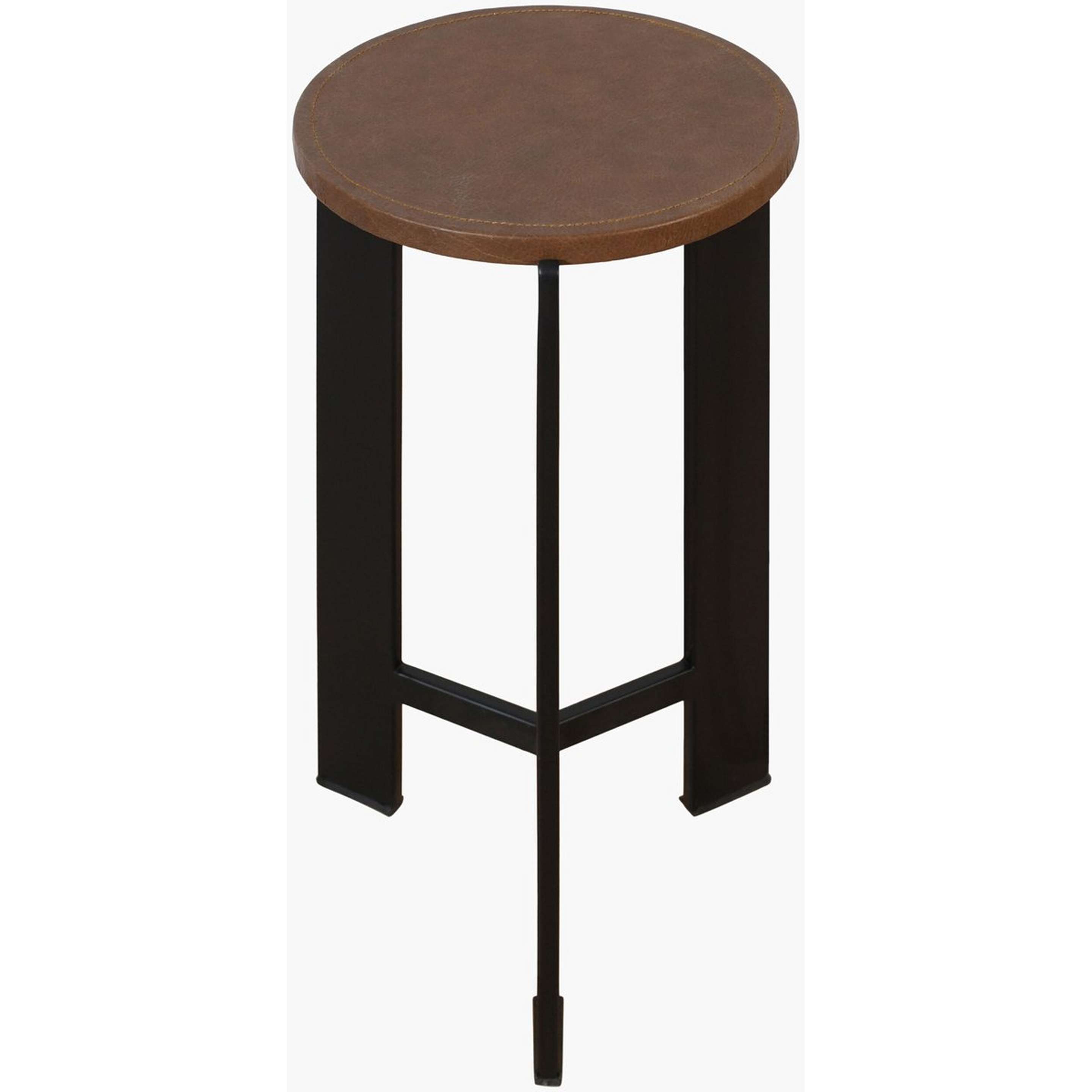 A Thiago End Table - Leather with Brown Leather / Black color