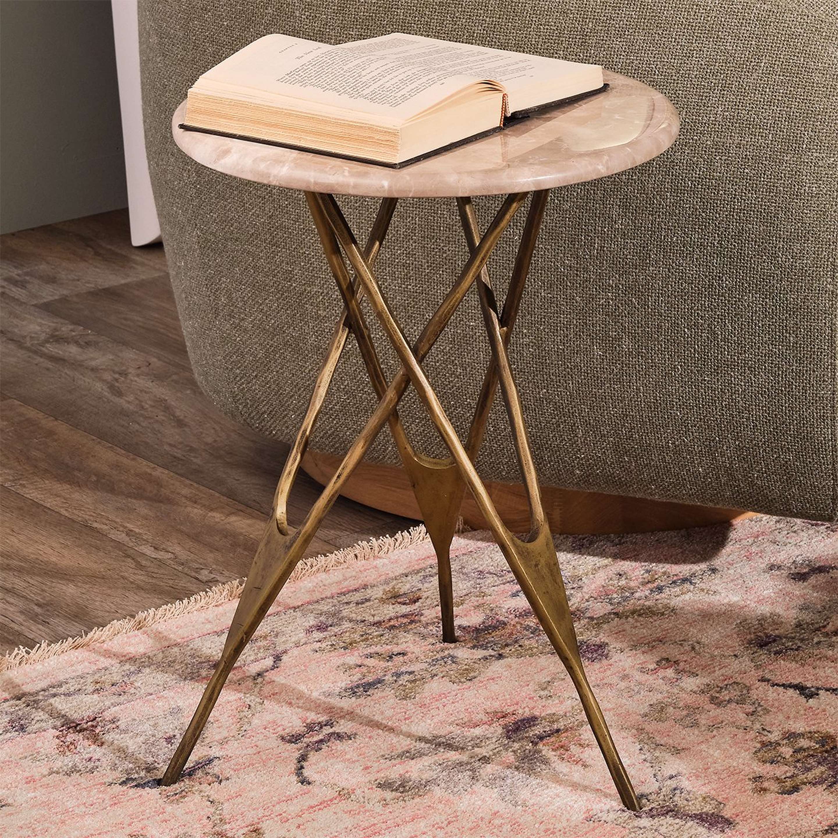 A Baloo End Table with Antique Brass / Marble color