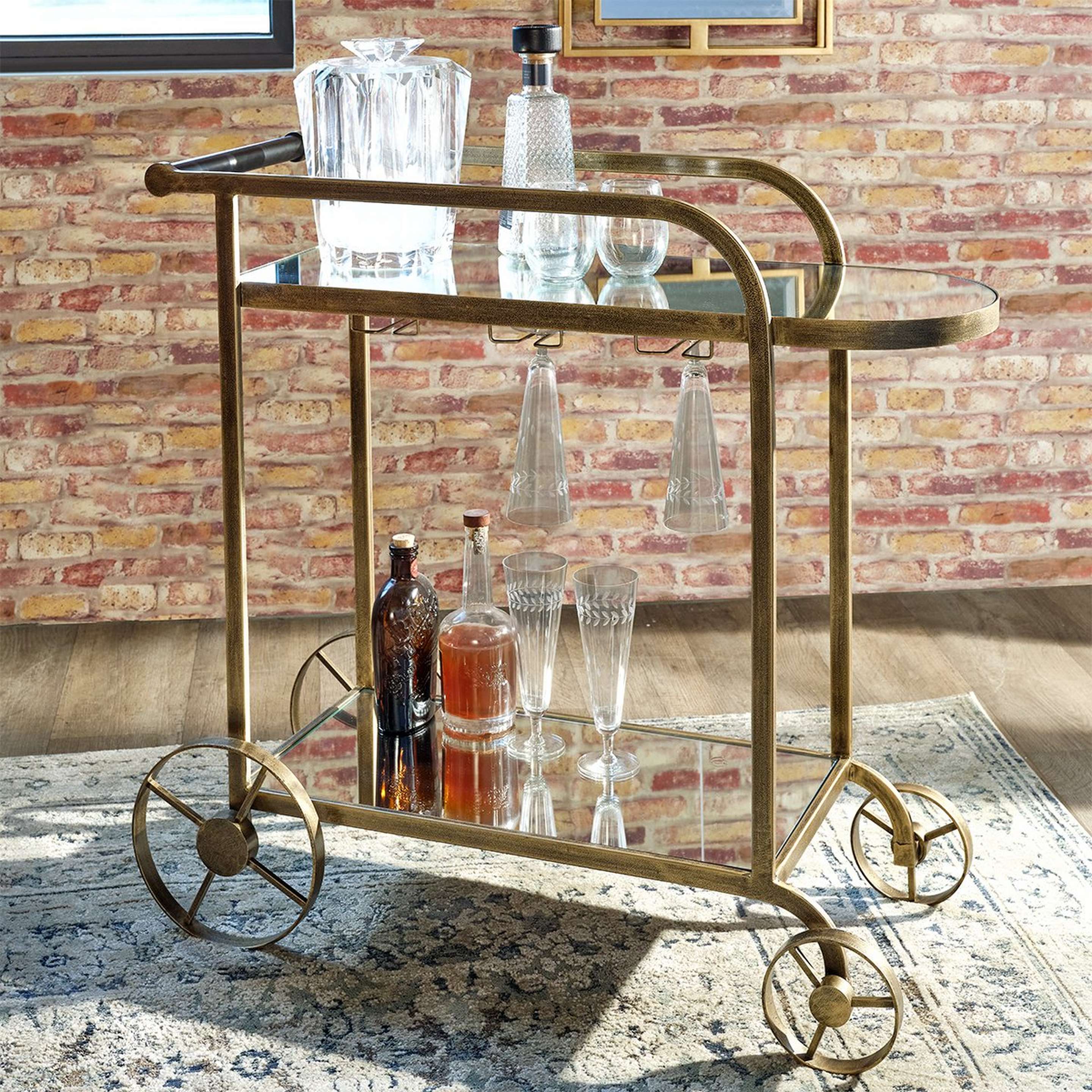 A Penny Bar Cart with Antique Brass color
