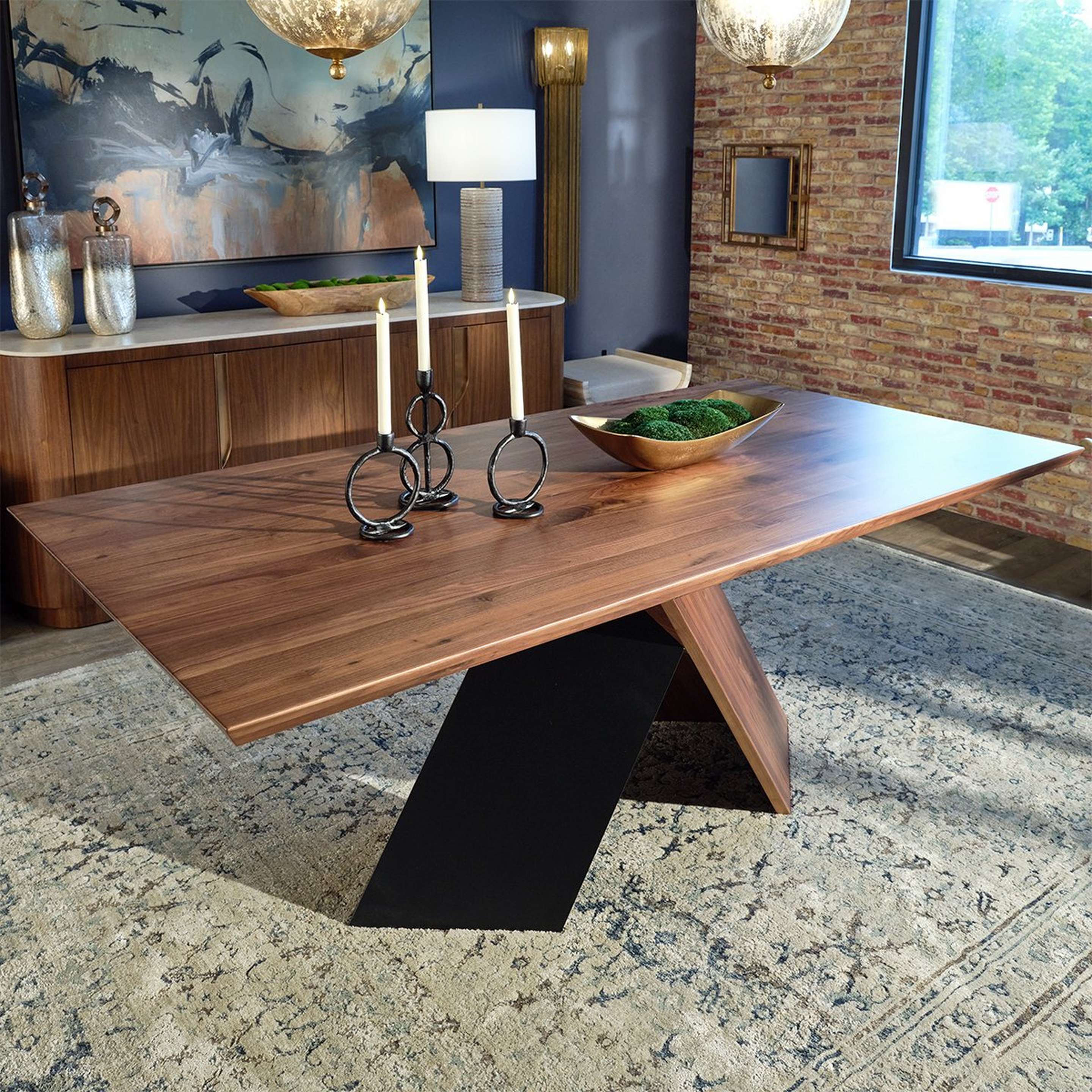 A Axis Dining Table with Walnut color