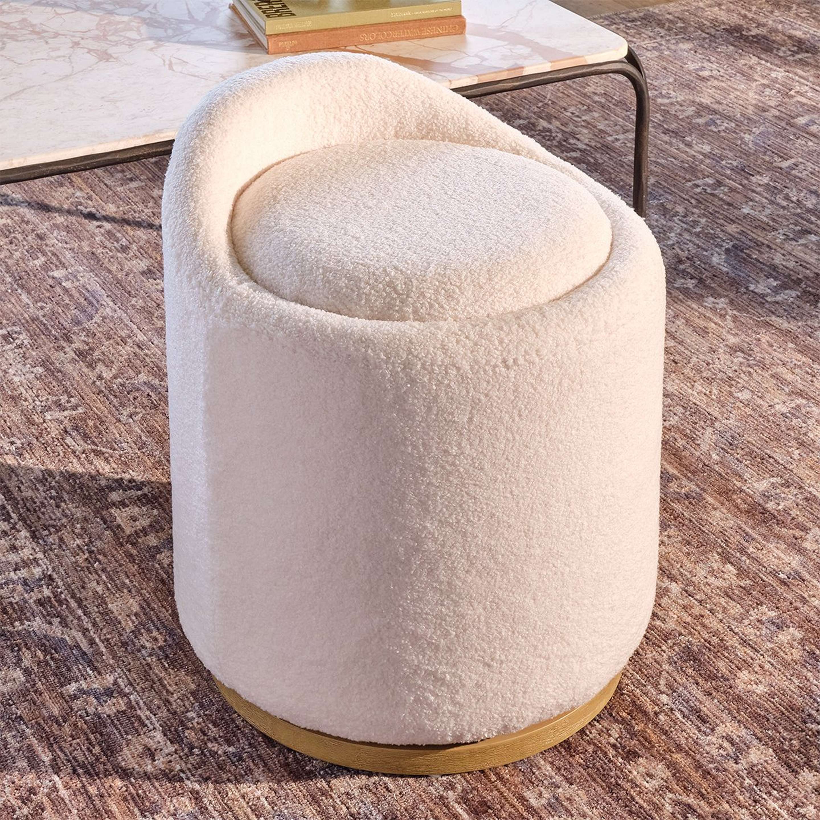 A Lizza Swivel Stool with Ivory color