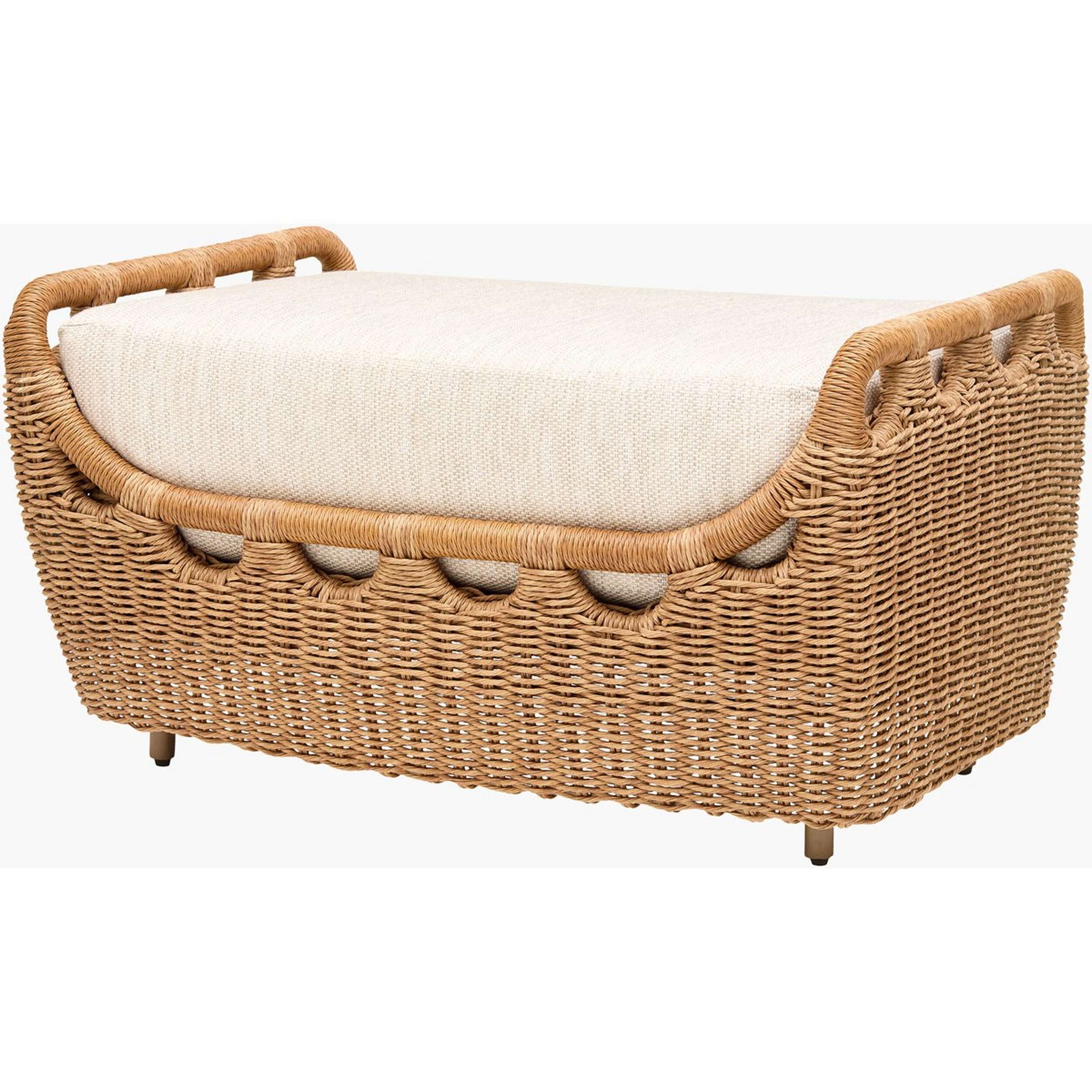 A Meadowbrook Outdoor Ottoman with Natural / Gray Upholstery color