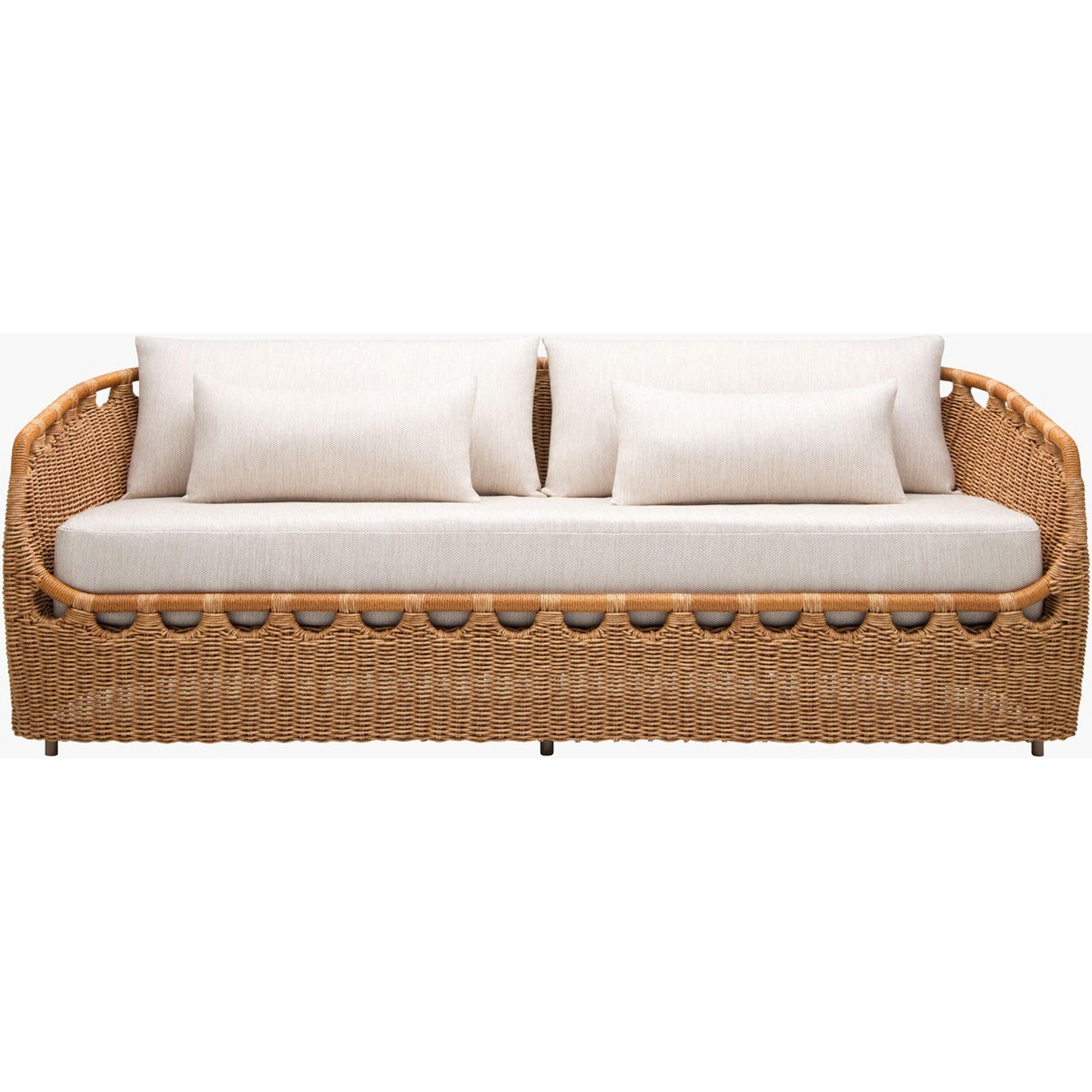 A Meadowbrook Outdoor Sofa with Natural / Gray Upholstery color