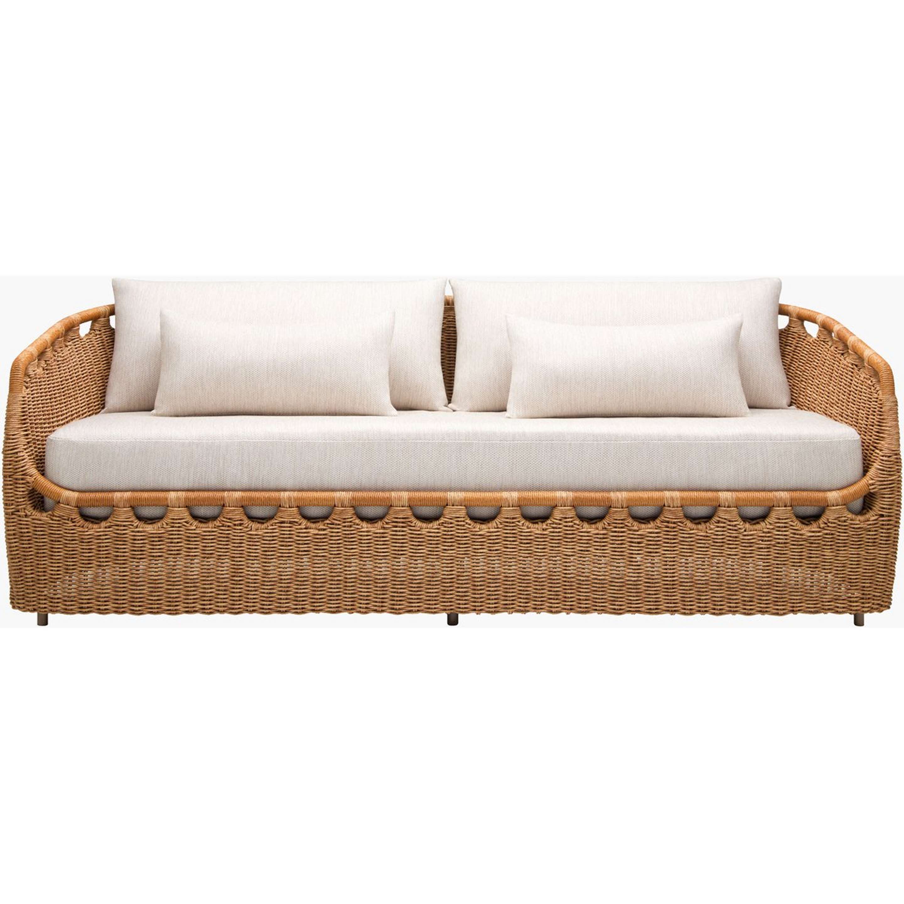 A Meadowbrook Outdoor Sofa with Natural / Gray Upholstery color