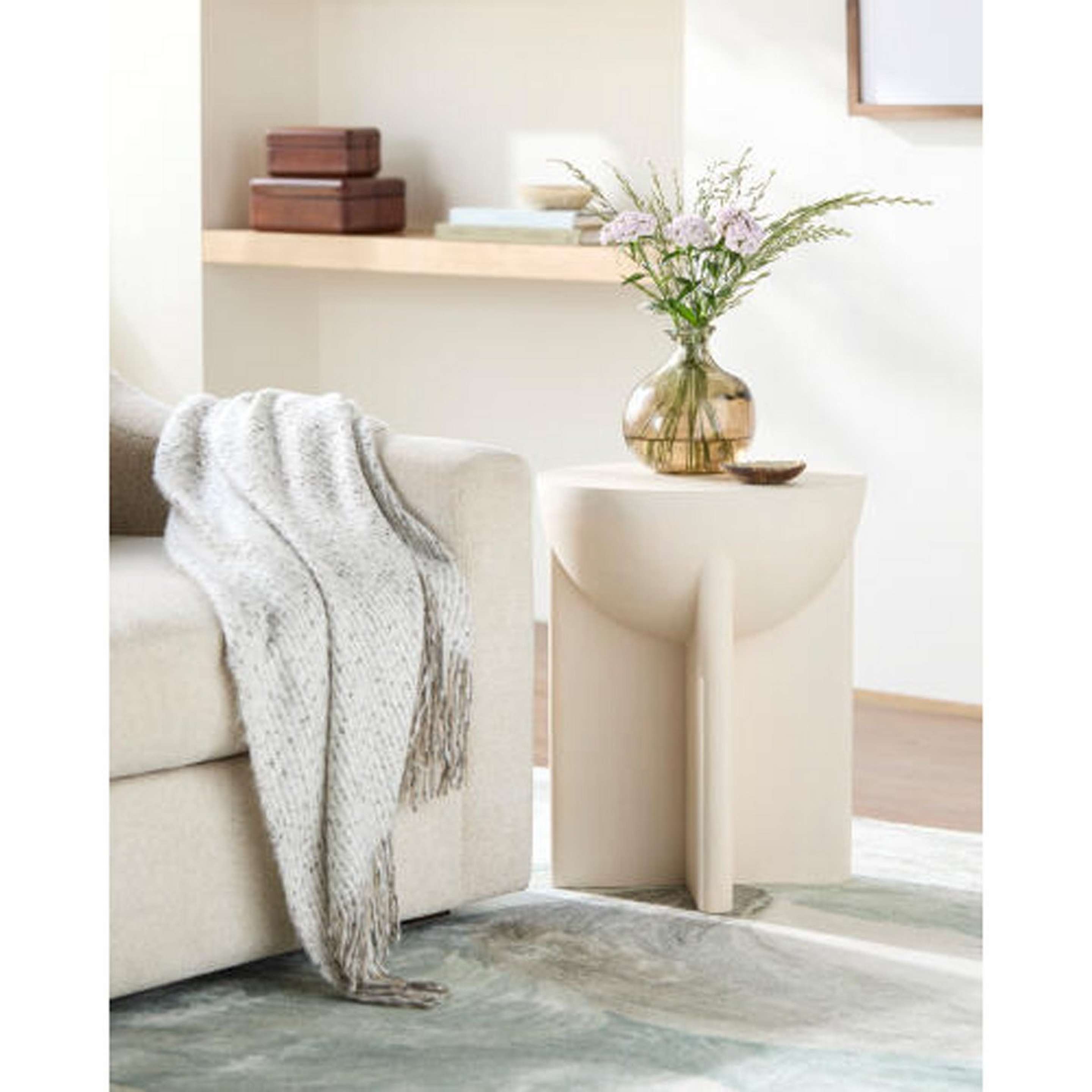 A Rowan End Table with Ivory / Wood color