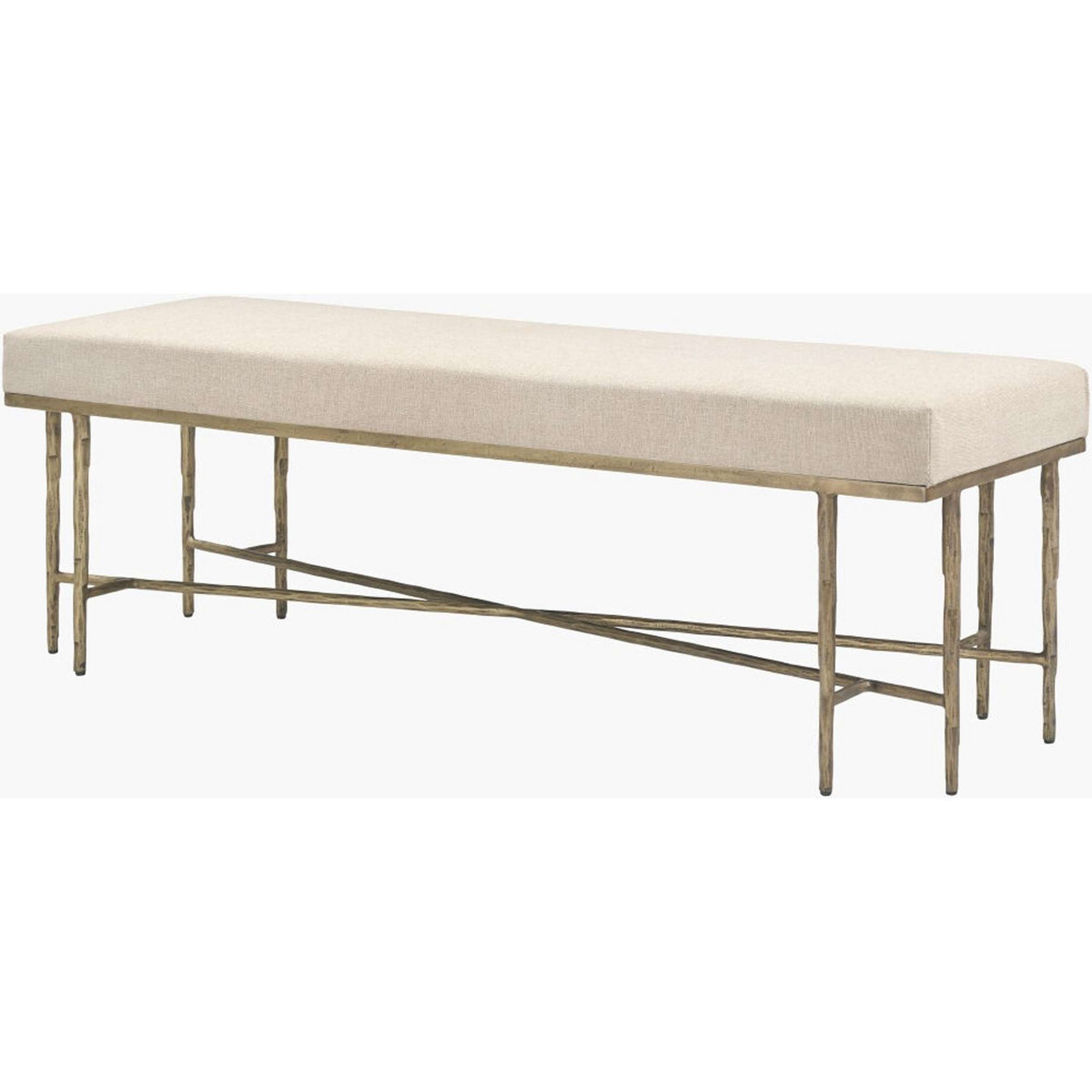 A Monsera Bench with Cream / Brass color