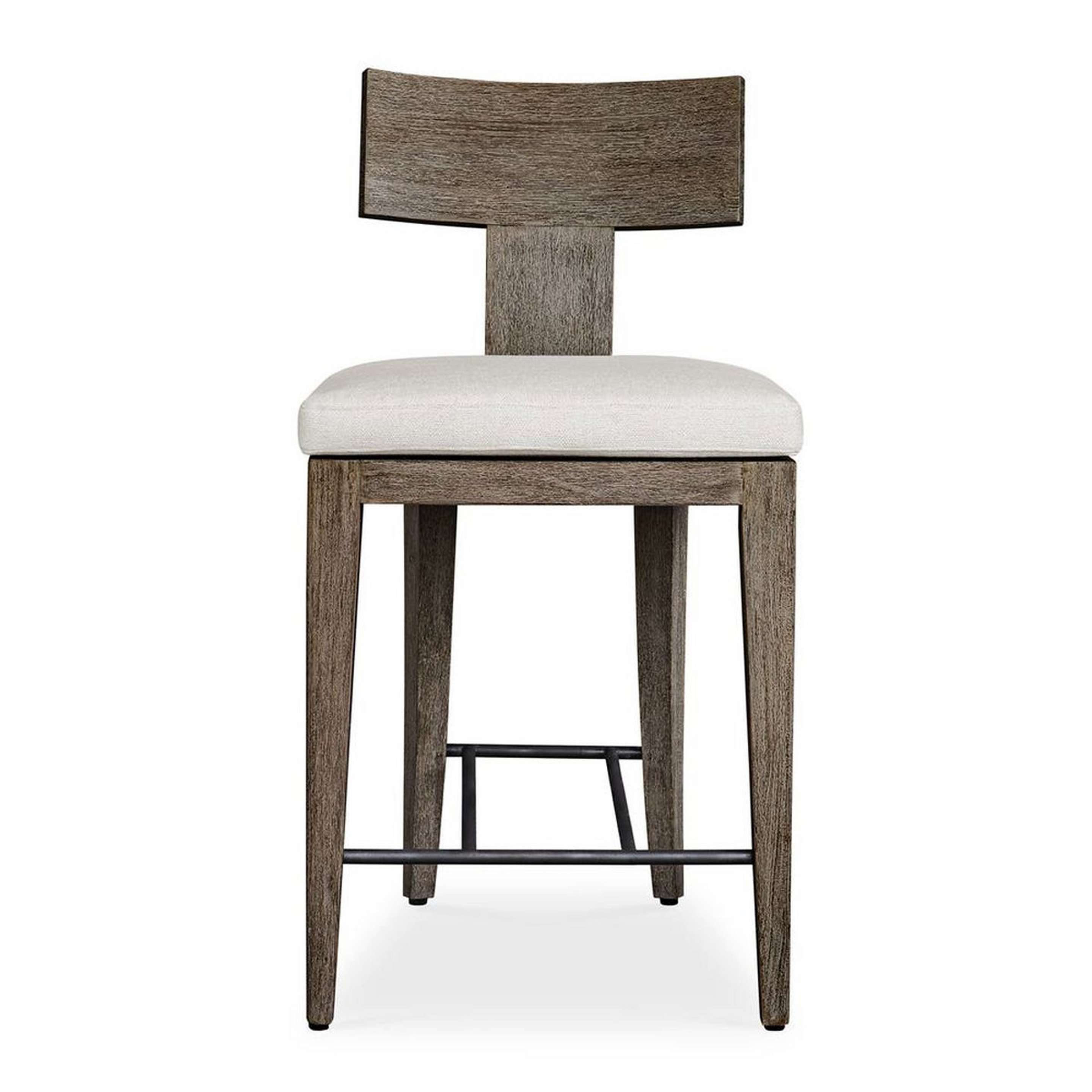 A Omari Outdoor Counter Stool with Cerused Mahogany / White Upholstery color