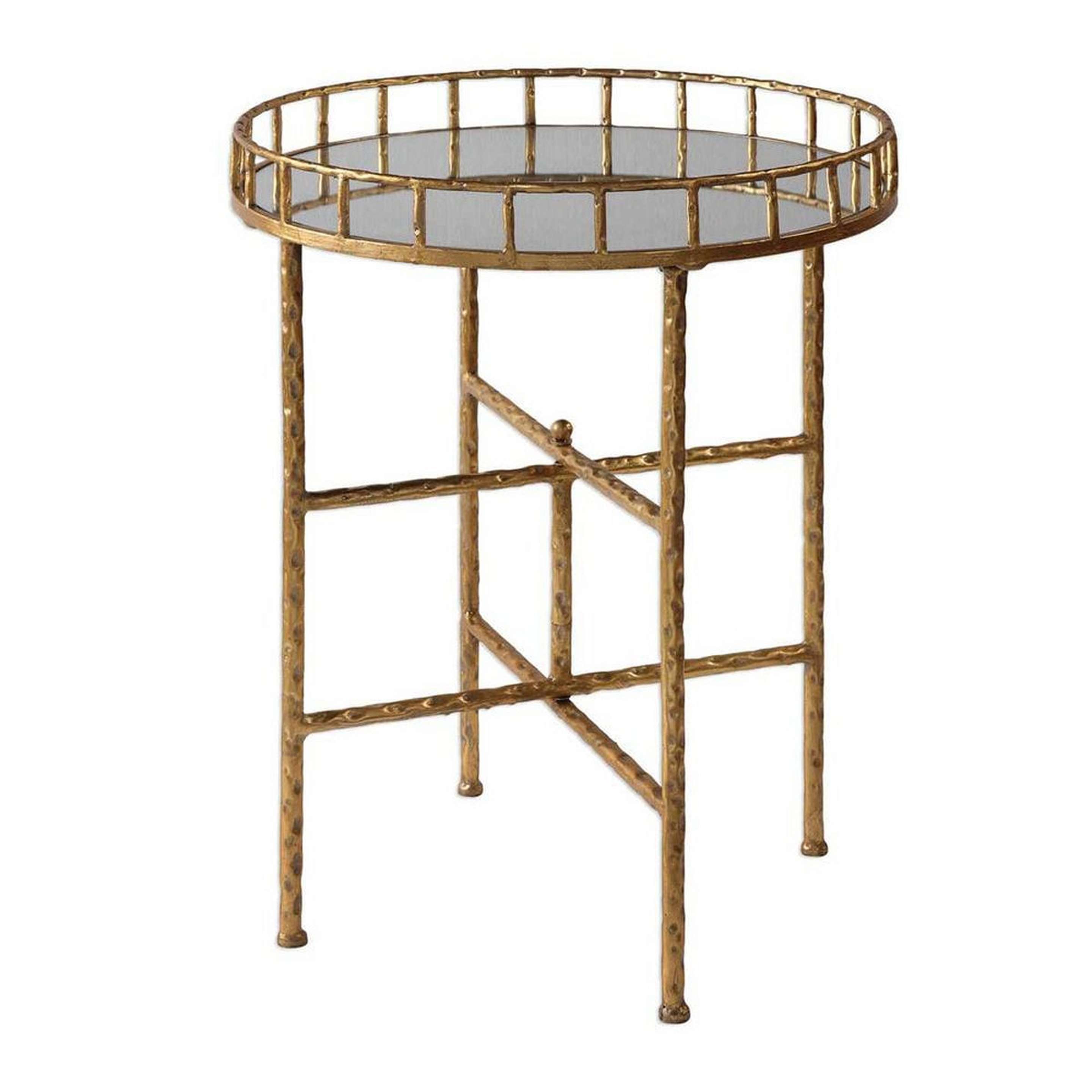 A Ovid Side Table with Gold Leaf / Mirror color