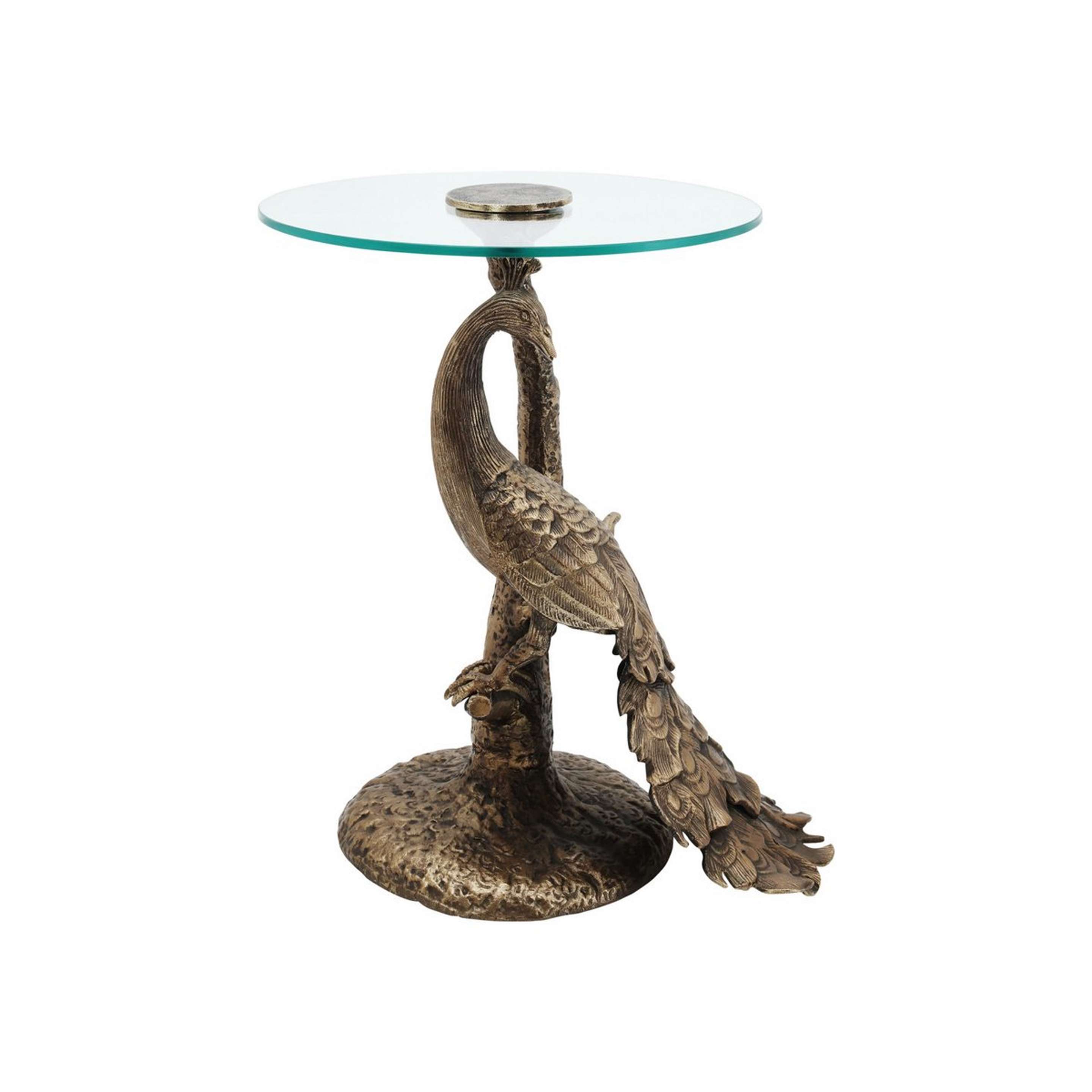A Flannery End Table with Antique Gold / Clear Glass color
