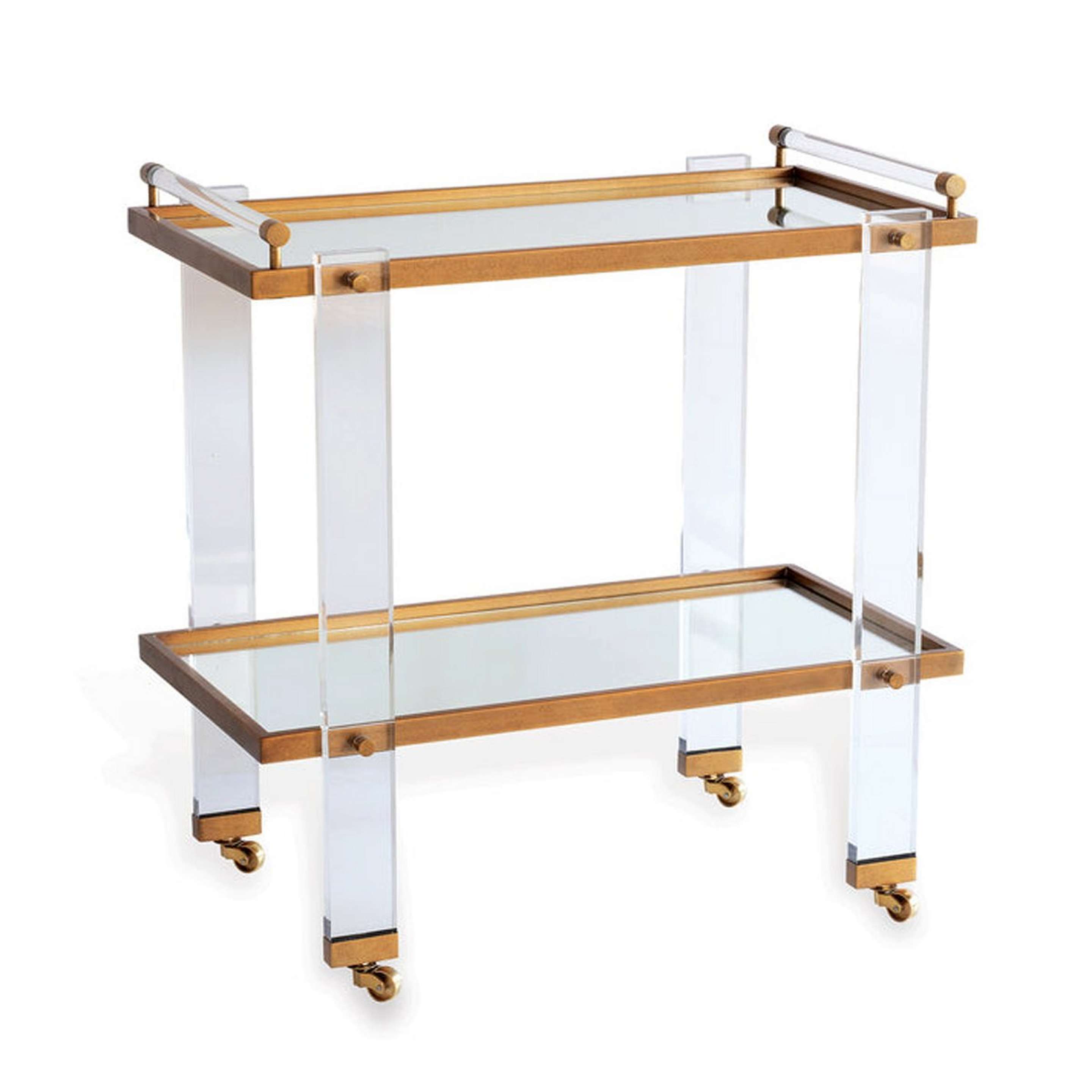 A Castellum Bar Cart with Clear / Brass / Mirror color