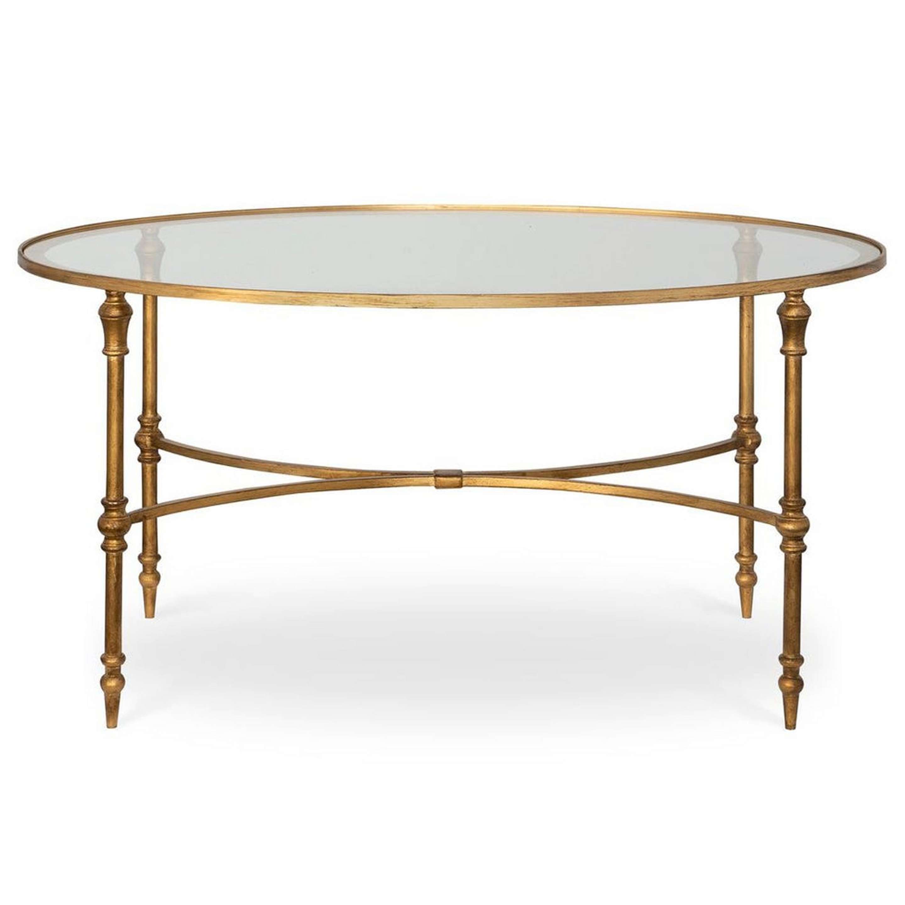A Gilded Coffee Table with Gold Leaf / Clear Glass color
