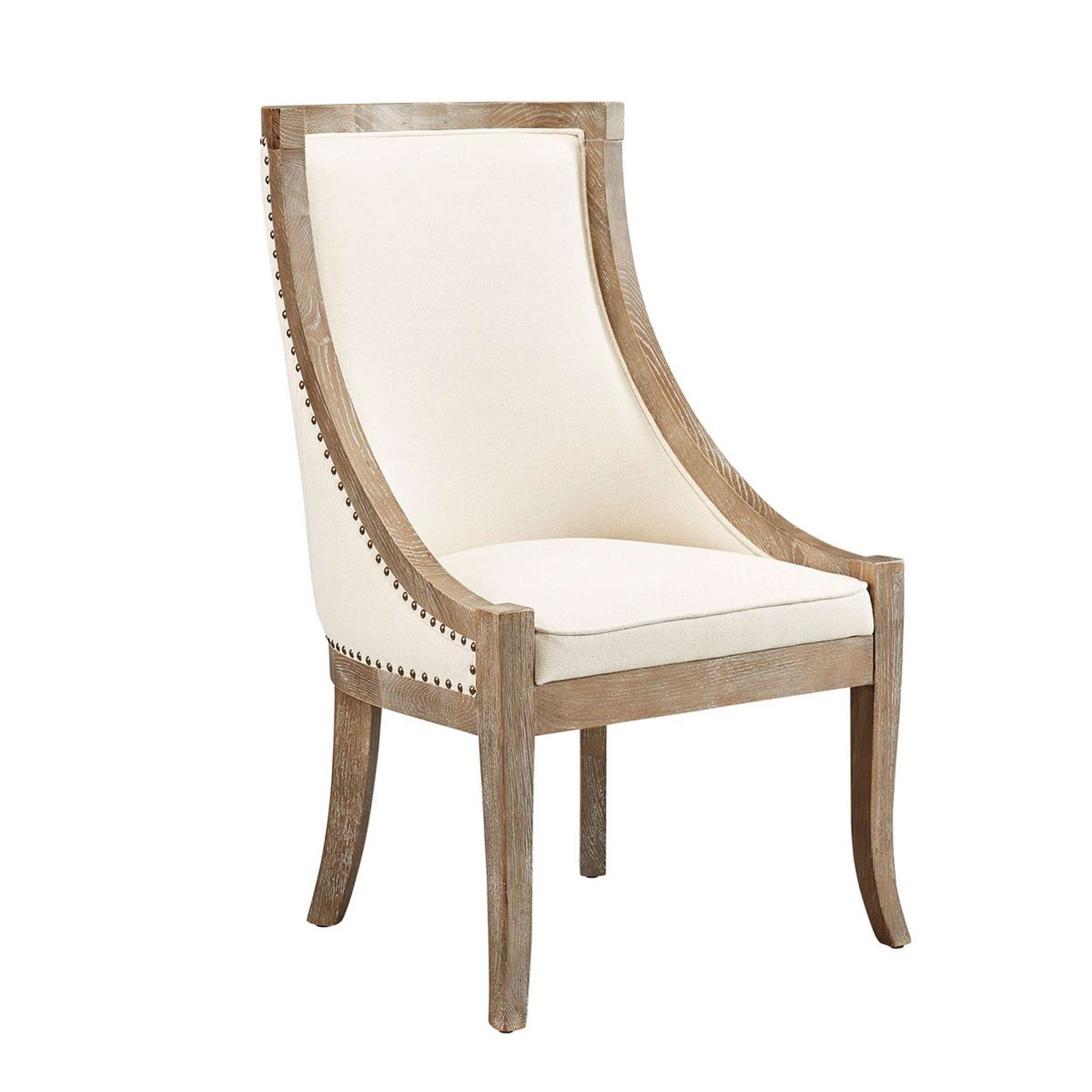 A Kensington Dining Chair with Oak / Cream / Brass color