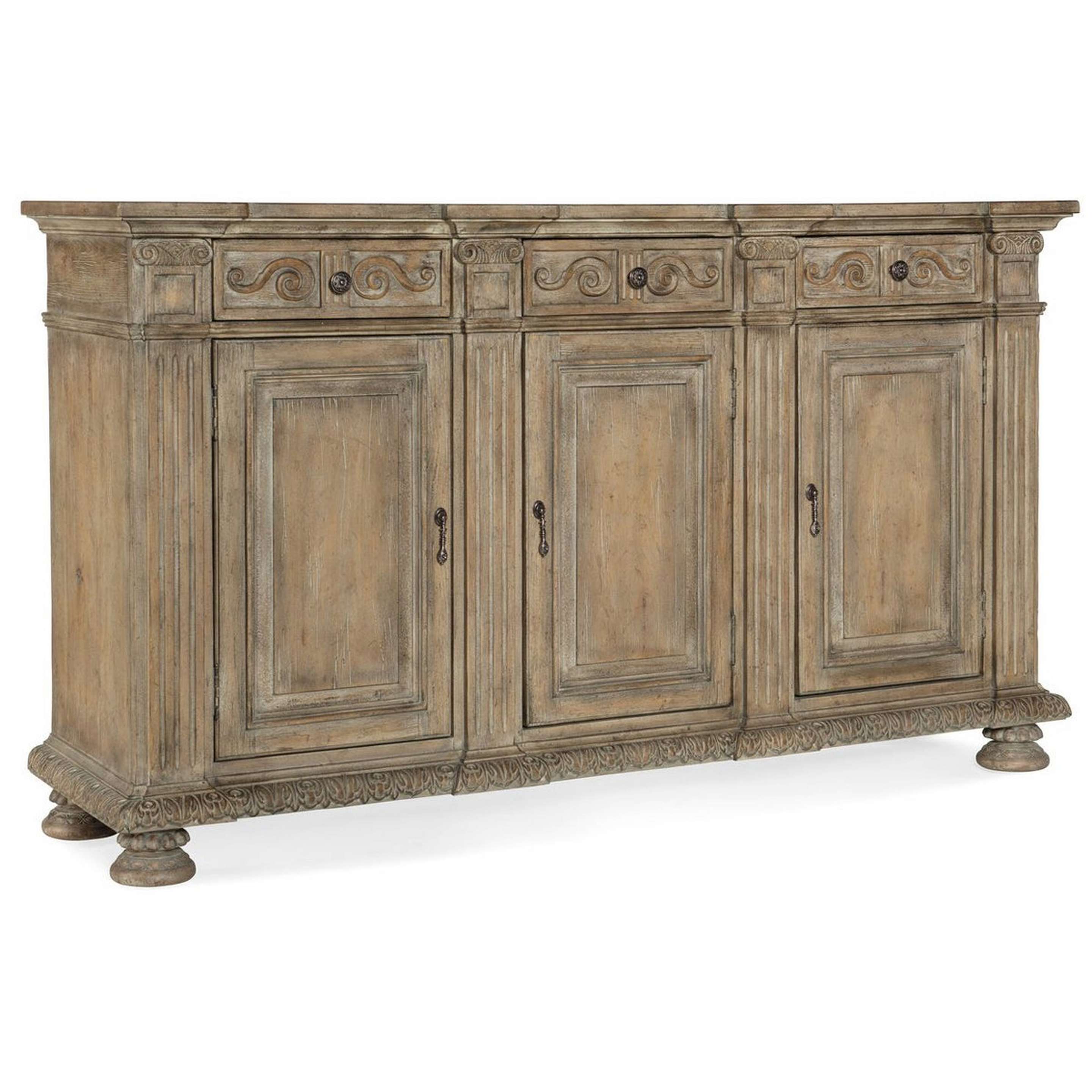 A Labyrinth Buffet with Ash / Medium Wood / Antique Silver color