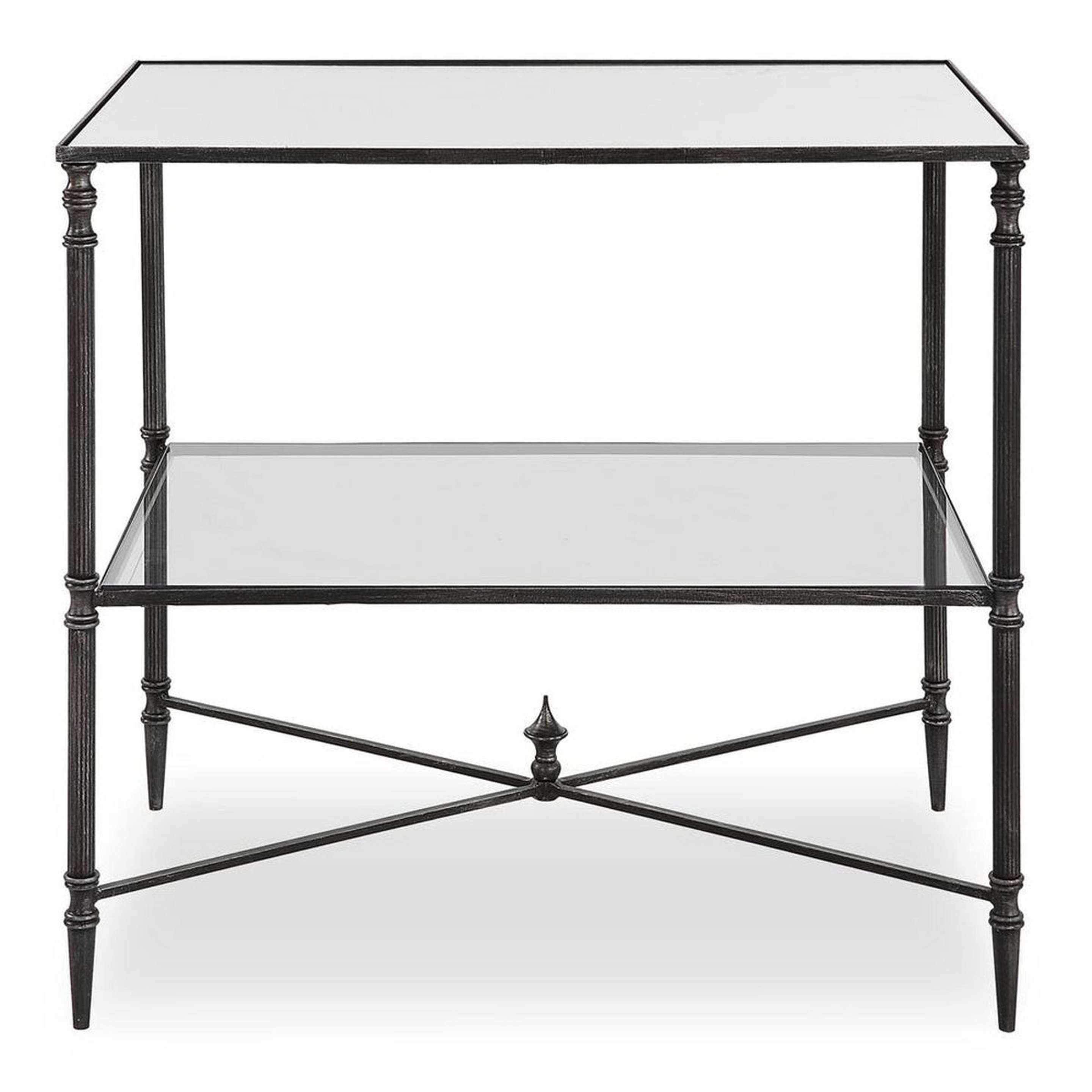 A Kalfiza End Table with Black / Clear Glass color
