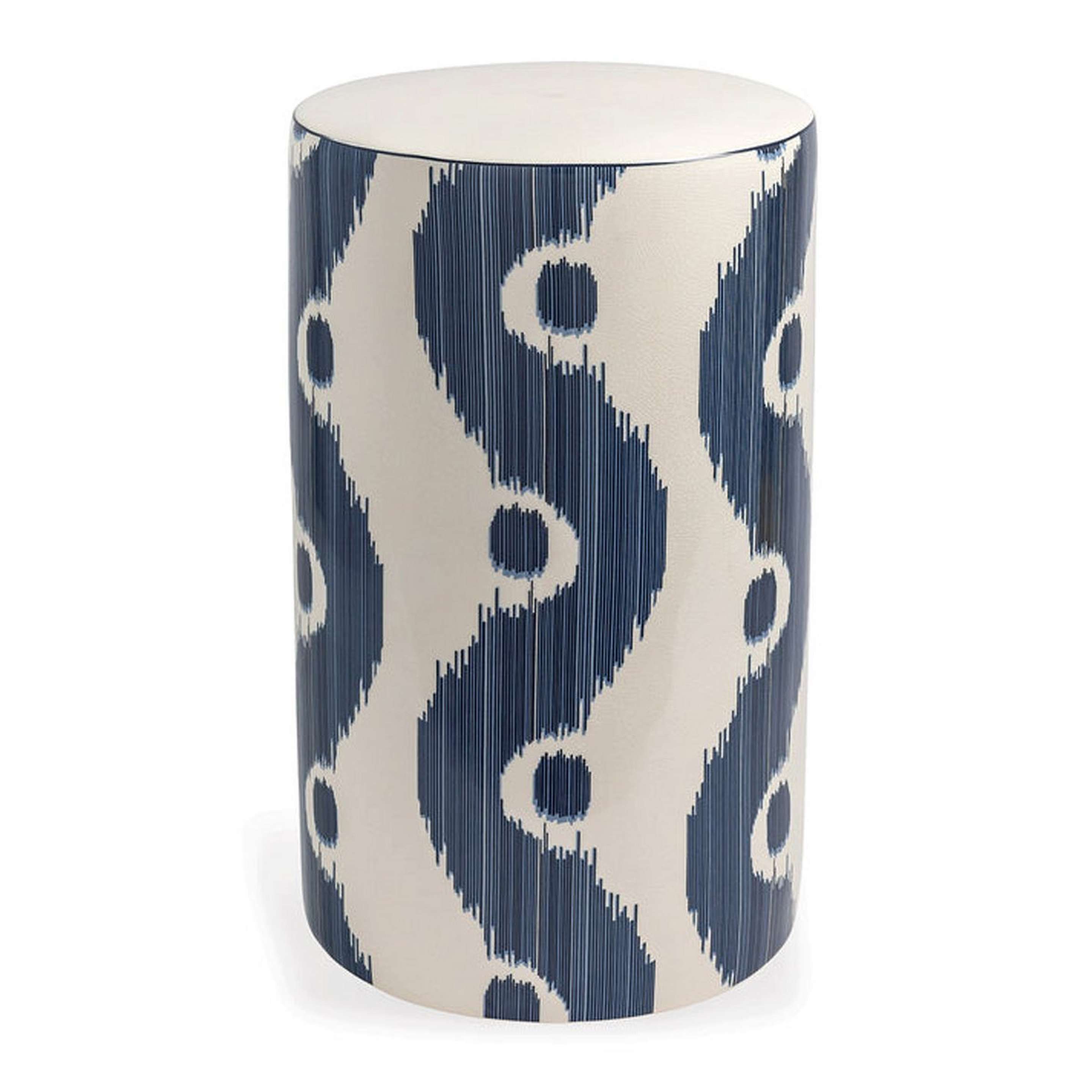 A Oujda Garden Stool with Blue / White color