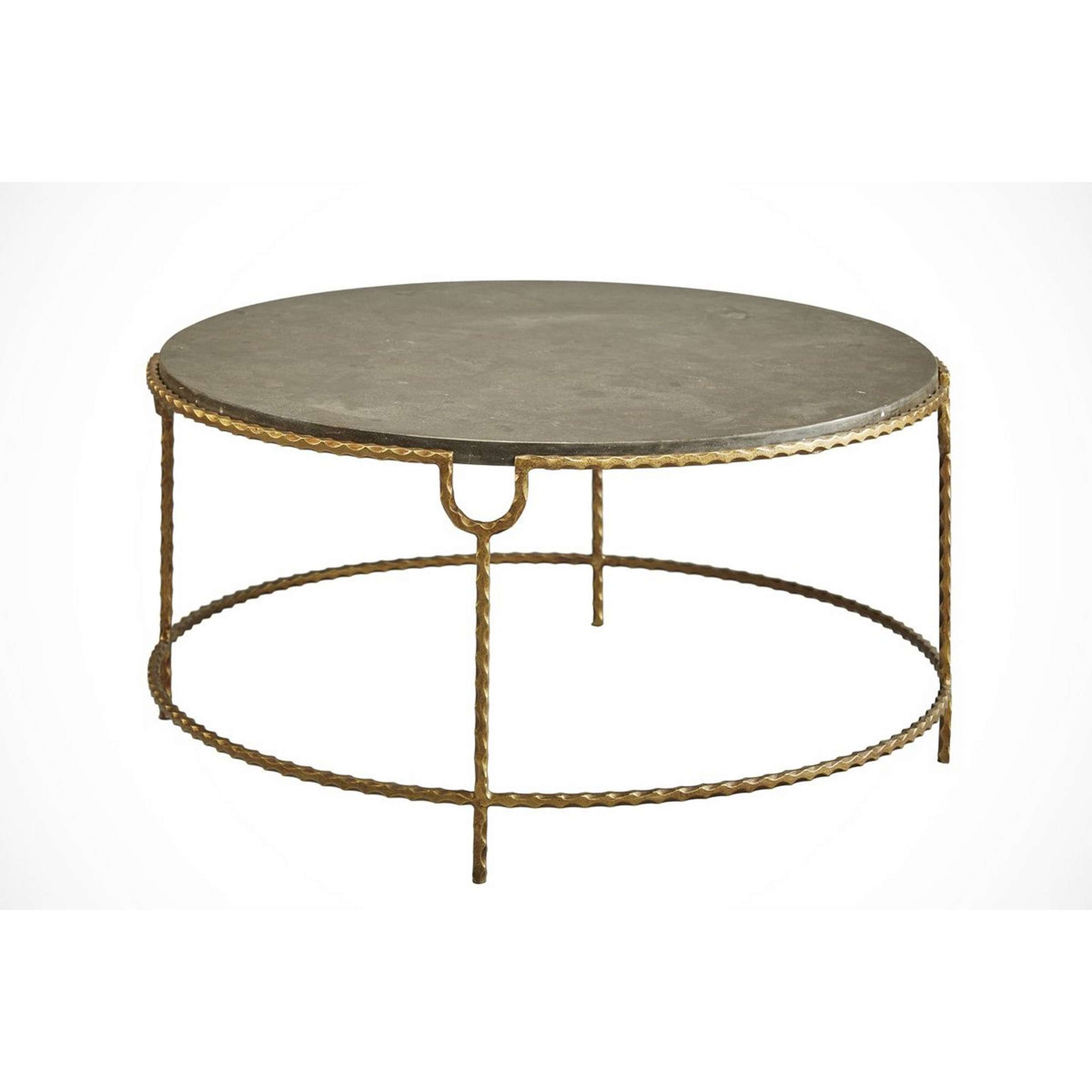 A Bevelin Coffee Table with Blue Stone / Satin Gold color
